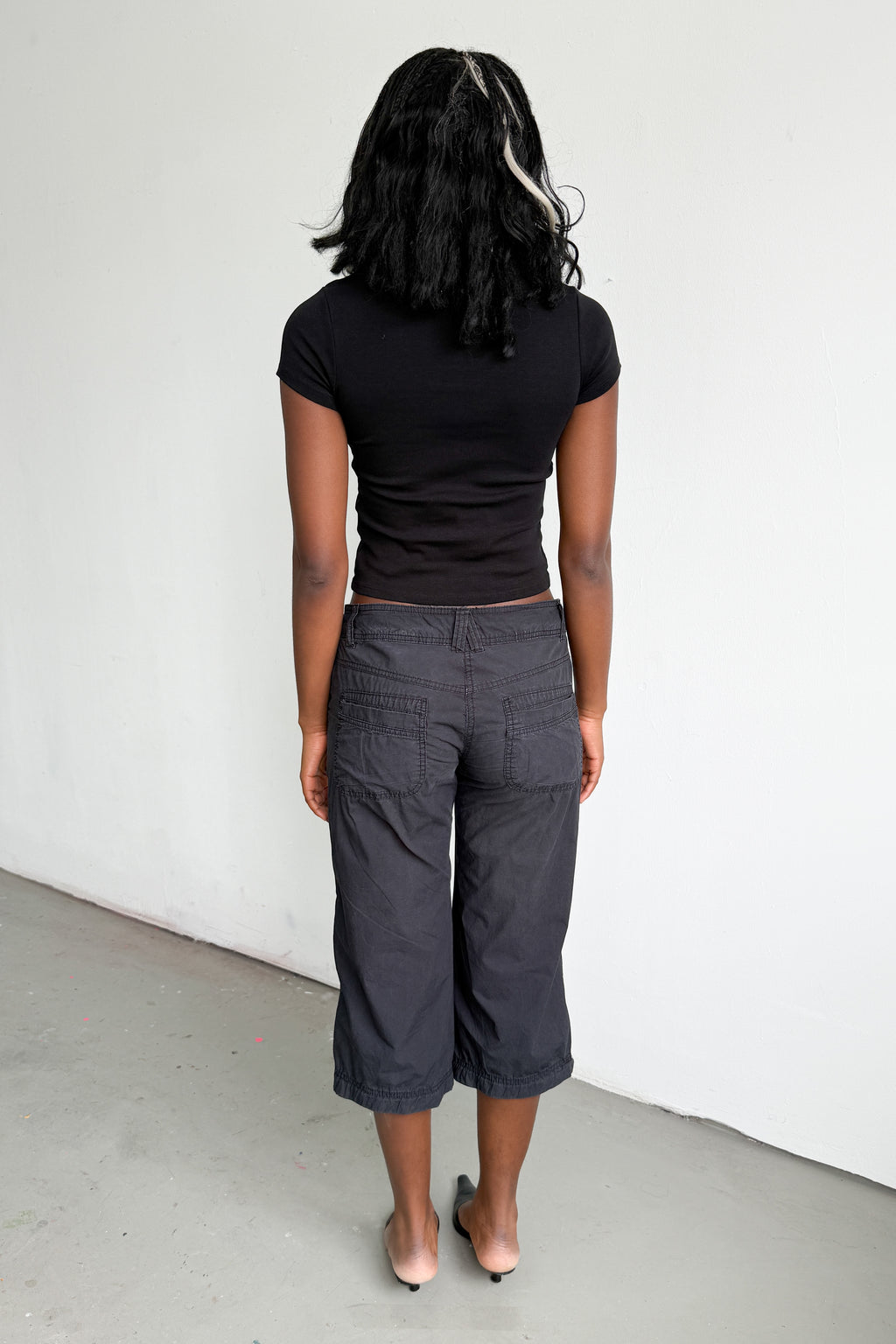 Low Waisted Cargo Capri Washed