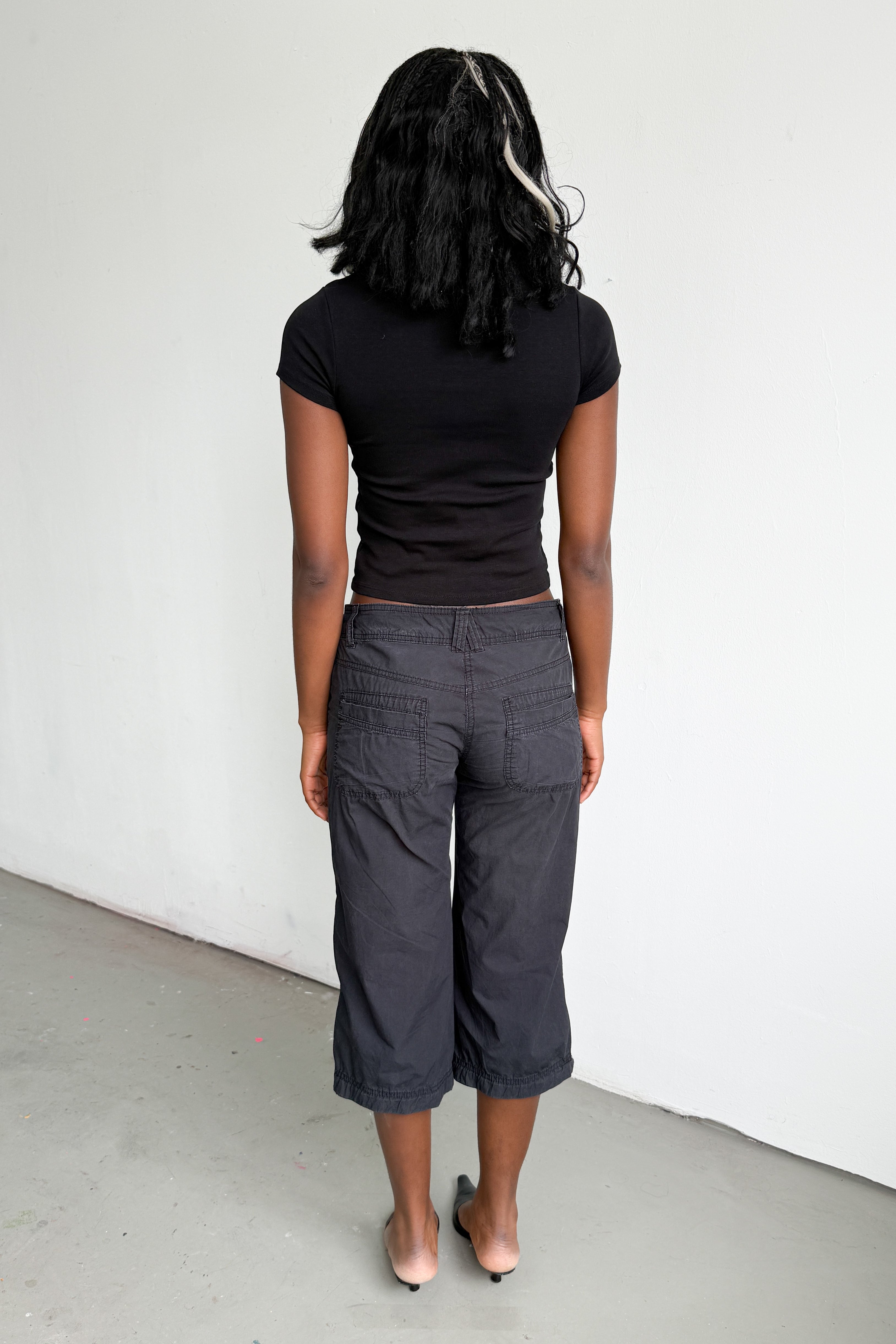 Low Waisted Cargo Capri Washed