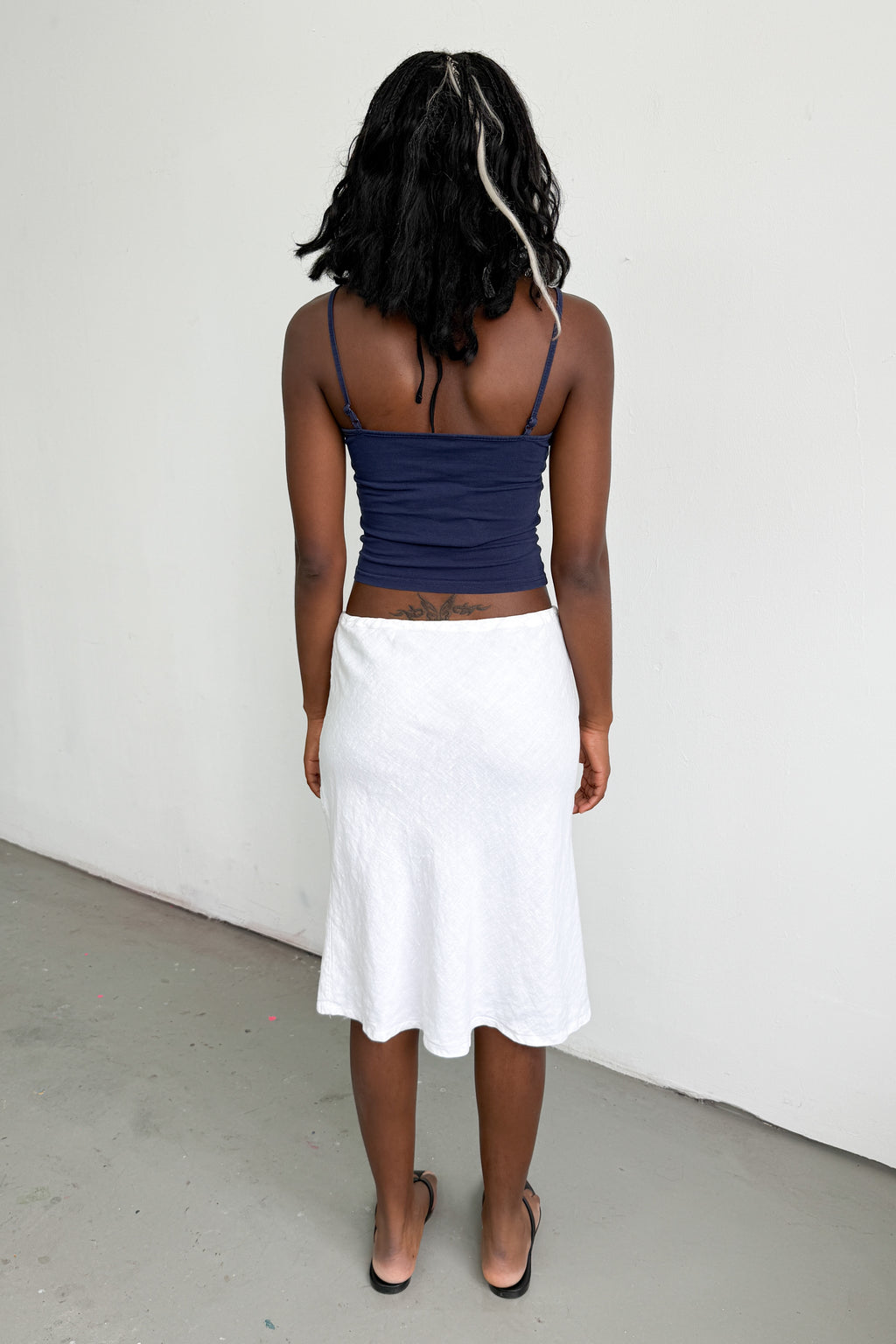 White Midi Skirt With String