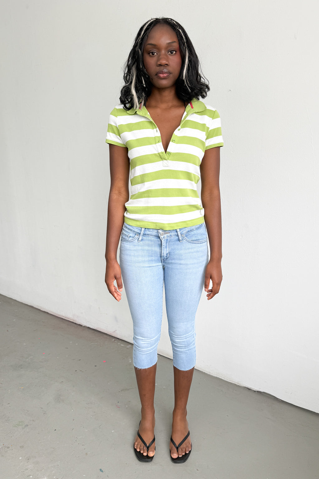 Green White Polo Tee