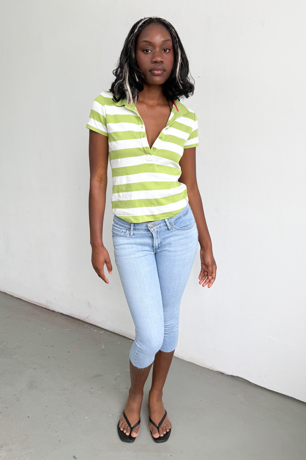 Green White Polo Tee