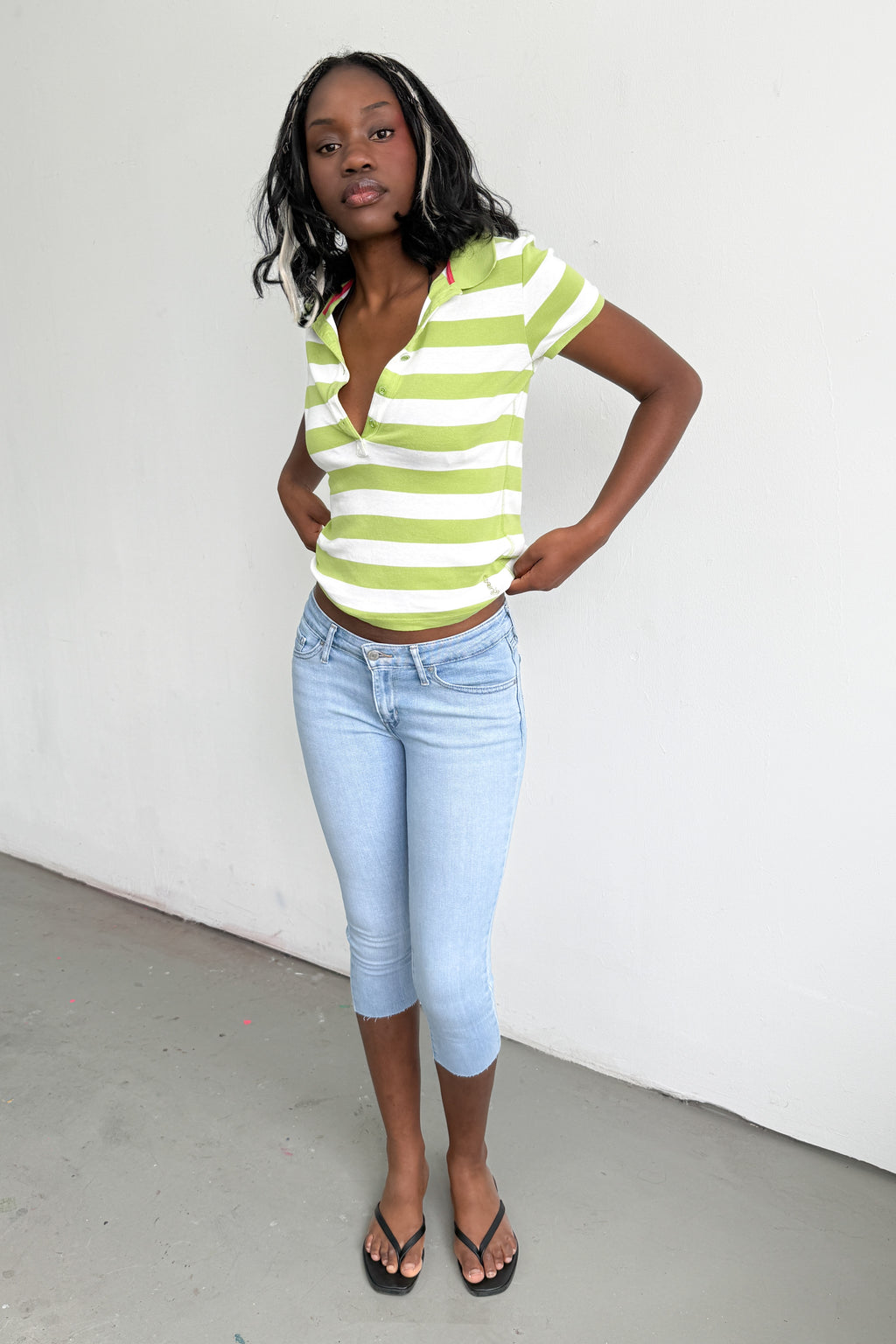 Green White Polo Tee