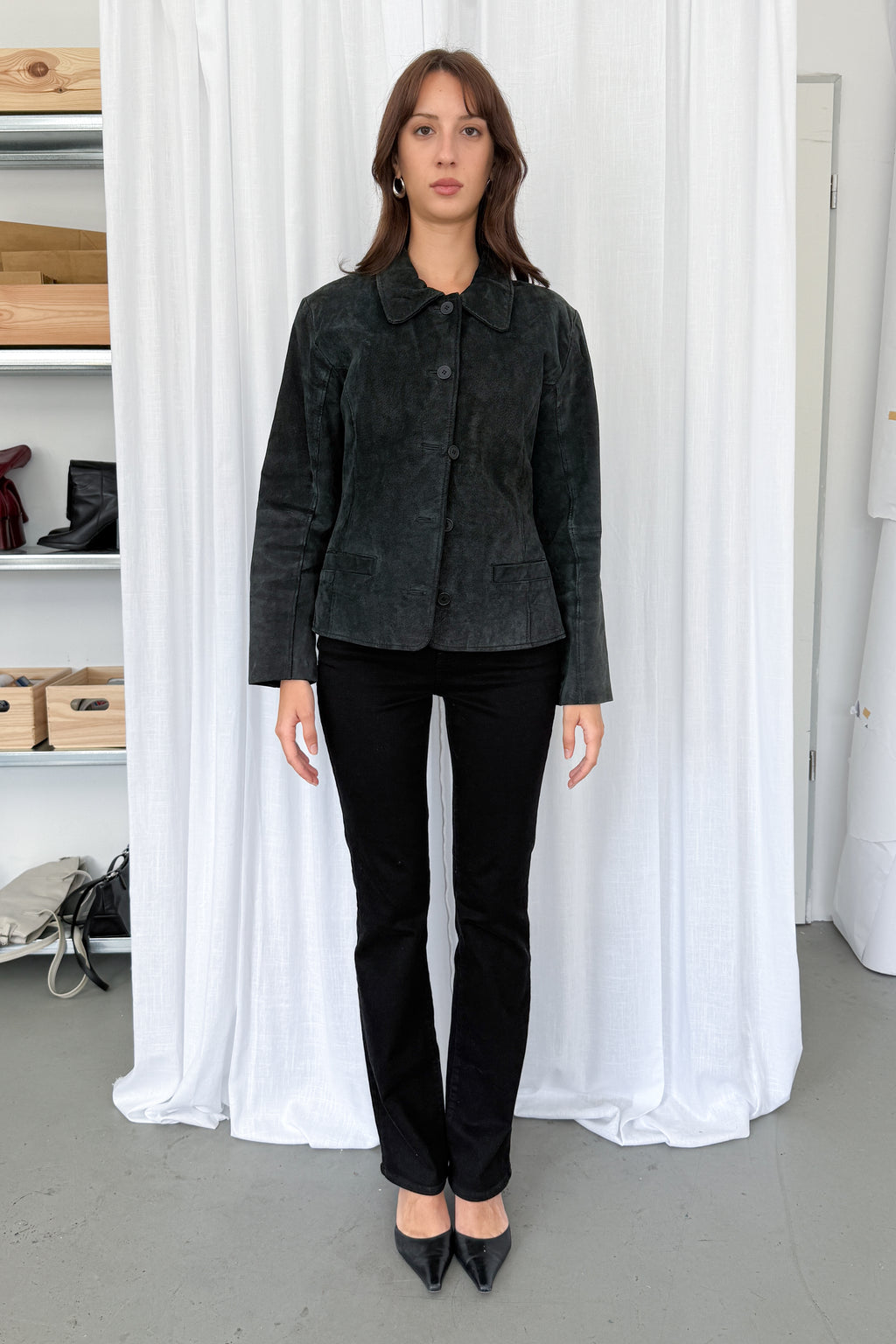 Suede Jacket Dark Green - Size L