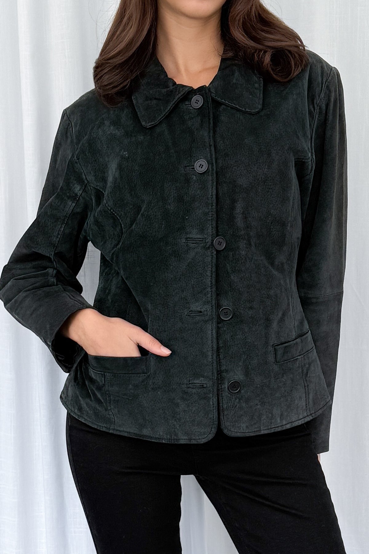 Suede Jacket Dark Green - Size L