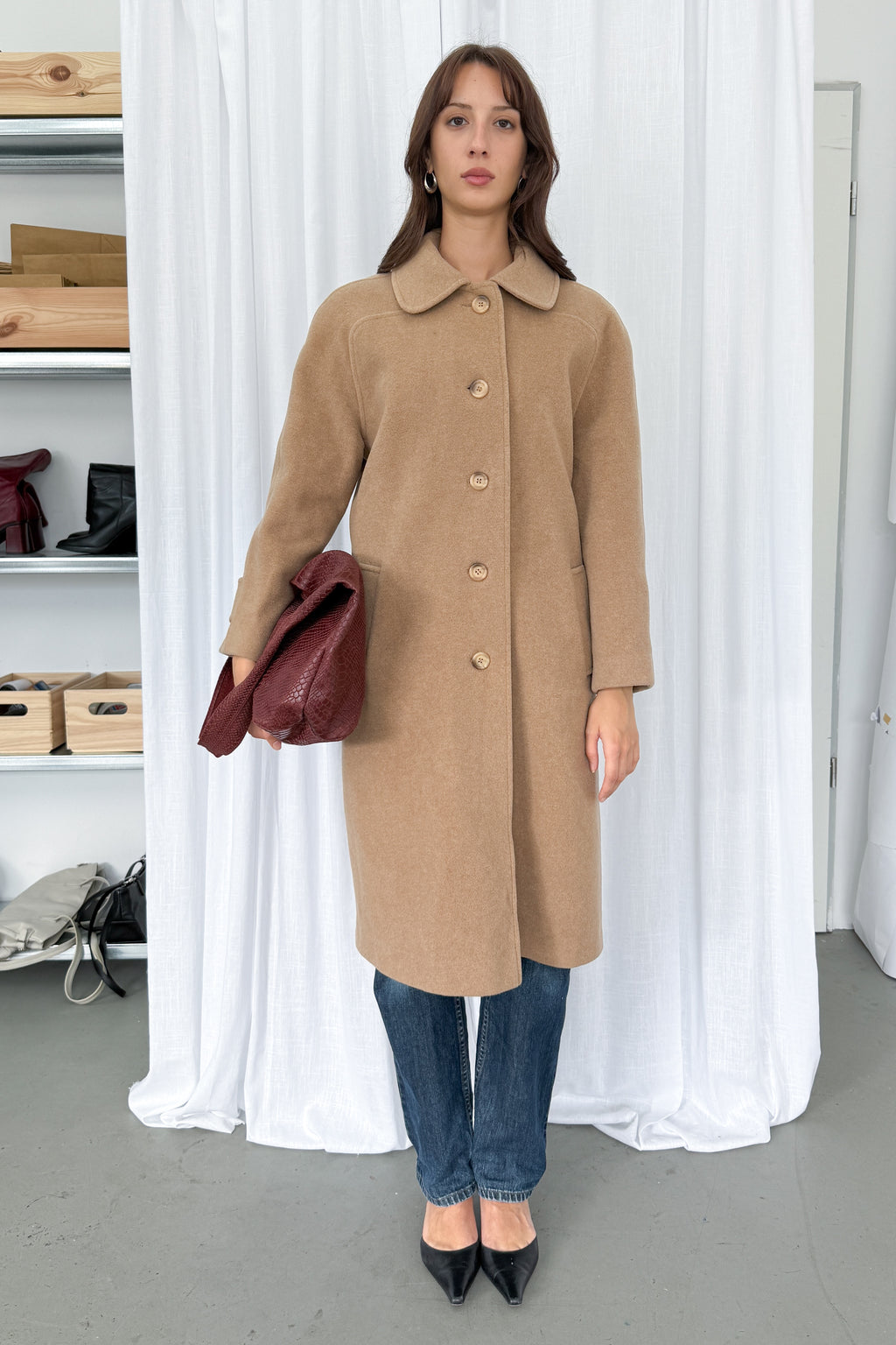 Camel Coat Cashmere Wool Made in England 2 - Size L