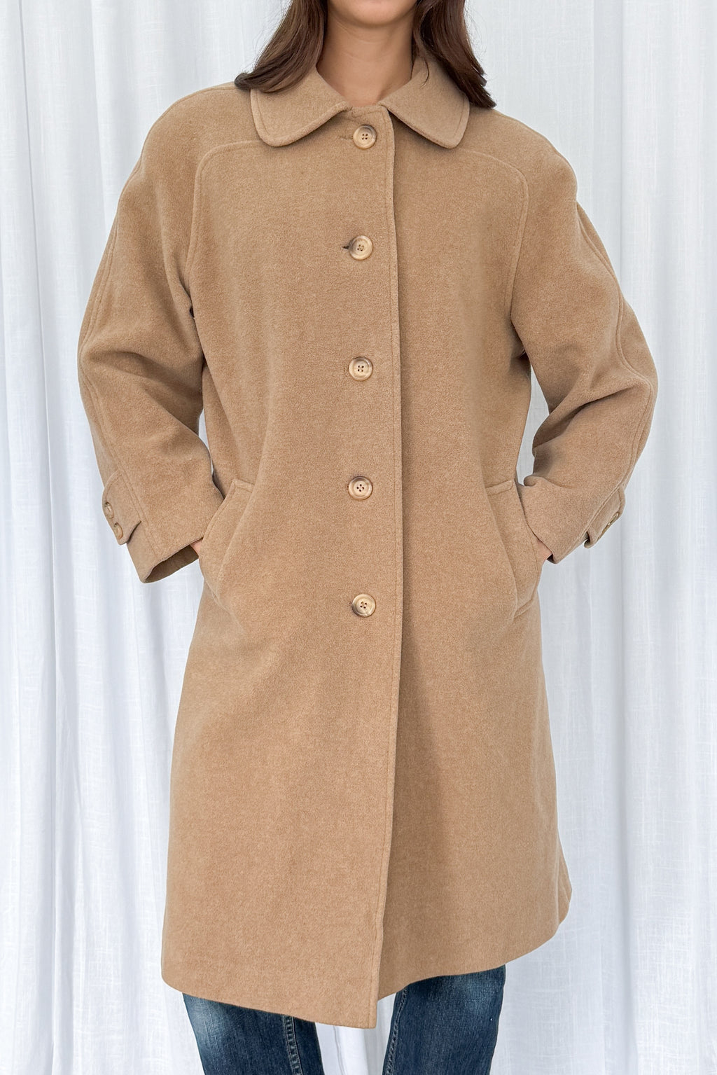Camel Coat Cashmere Wool Made in England 2 - Size L