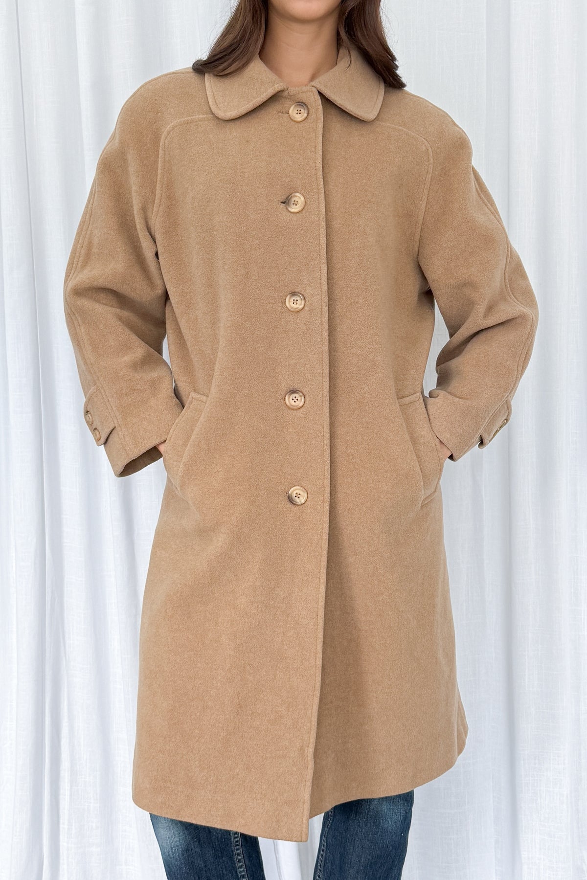 Camel Coat Cashmere Wool Made in England 2 - Size L