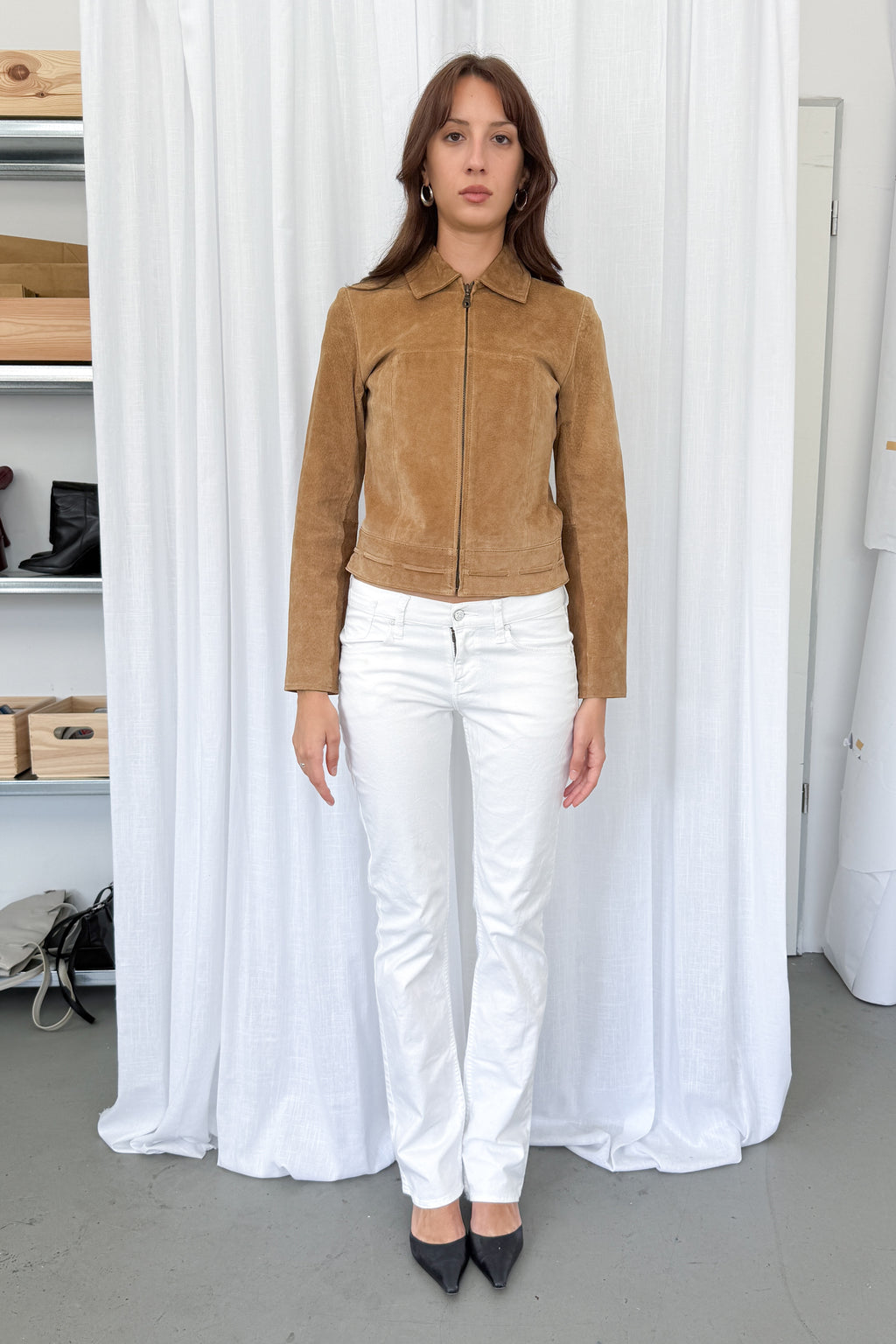 Beige Suede Jacket - Size S
