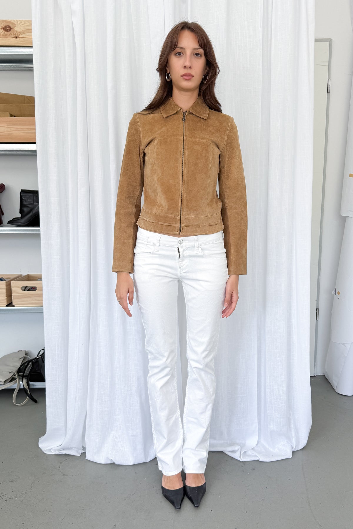 Beige Suede Jacket - Size S