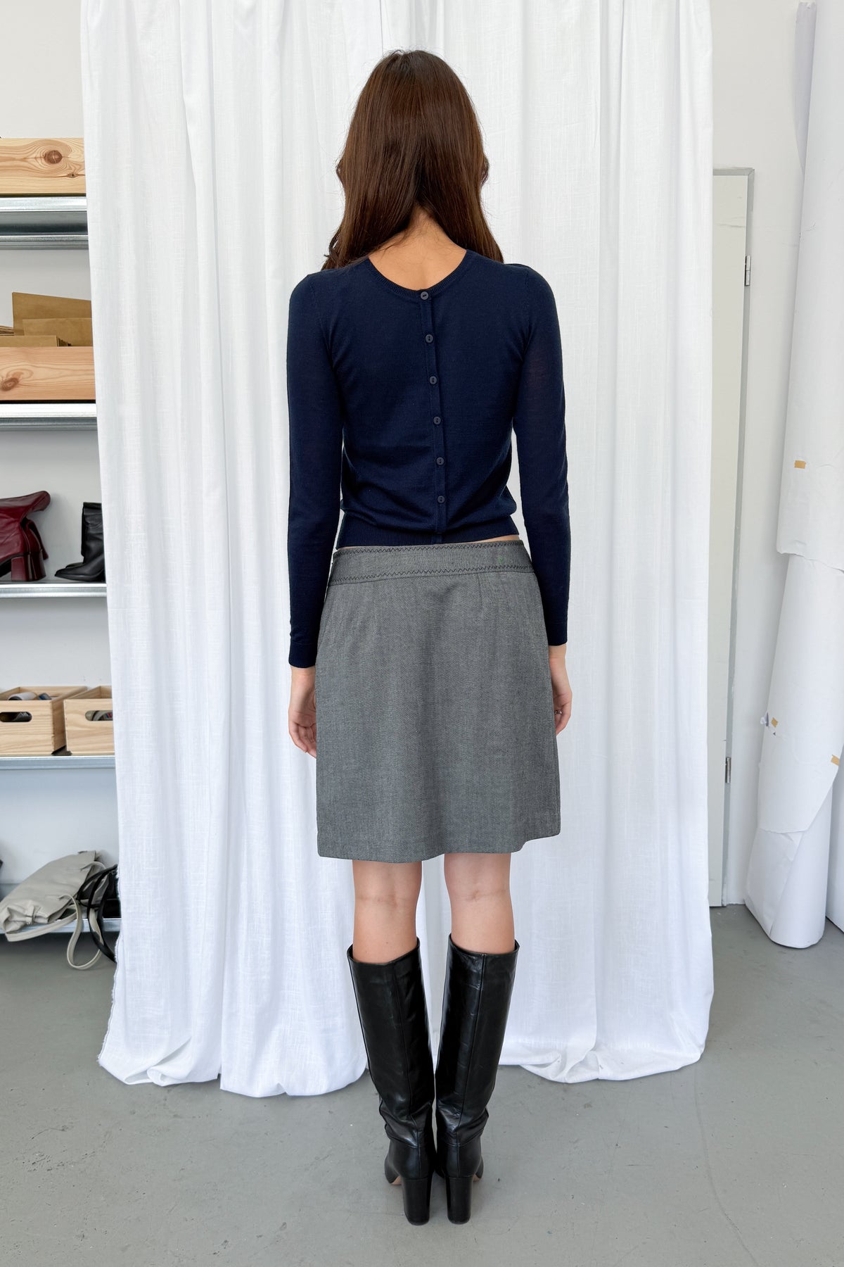 Grey Pleated Skirt - Size M