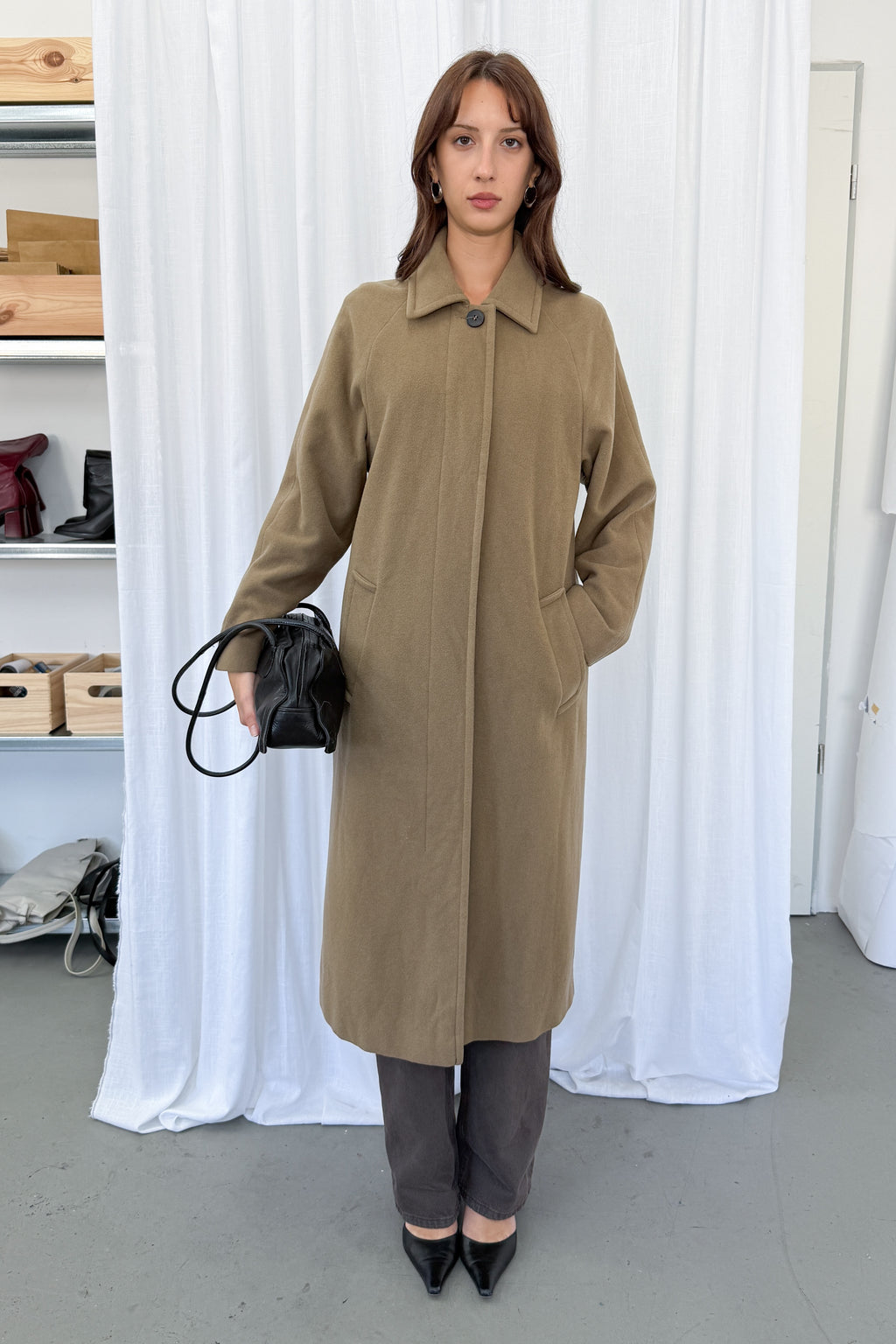 Light Brown Wool Coat - Size S