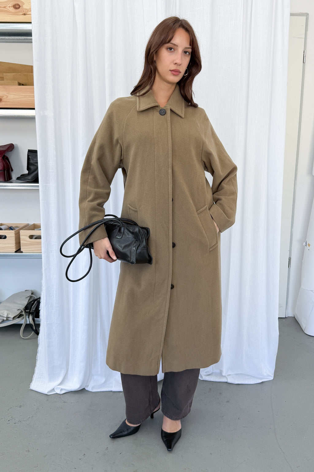 Light Brown Wool Coat - Size S