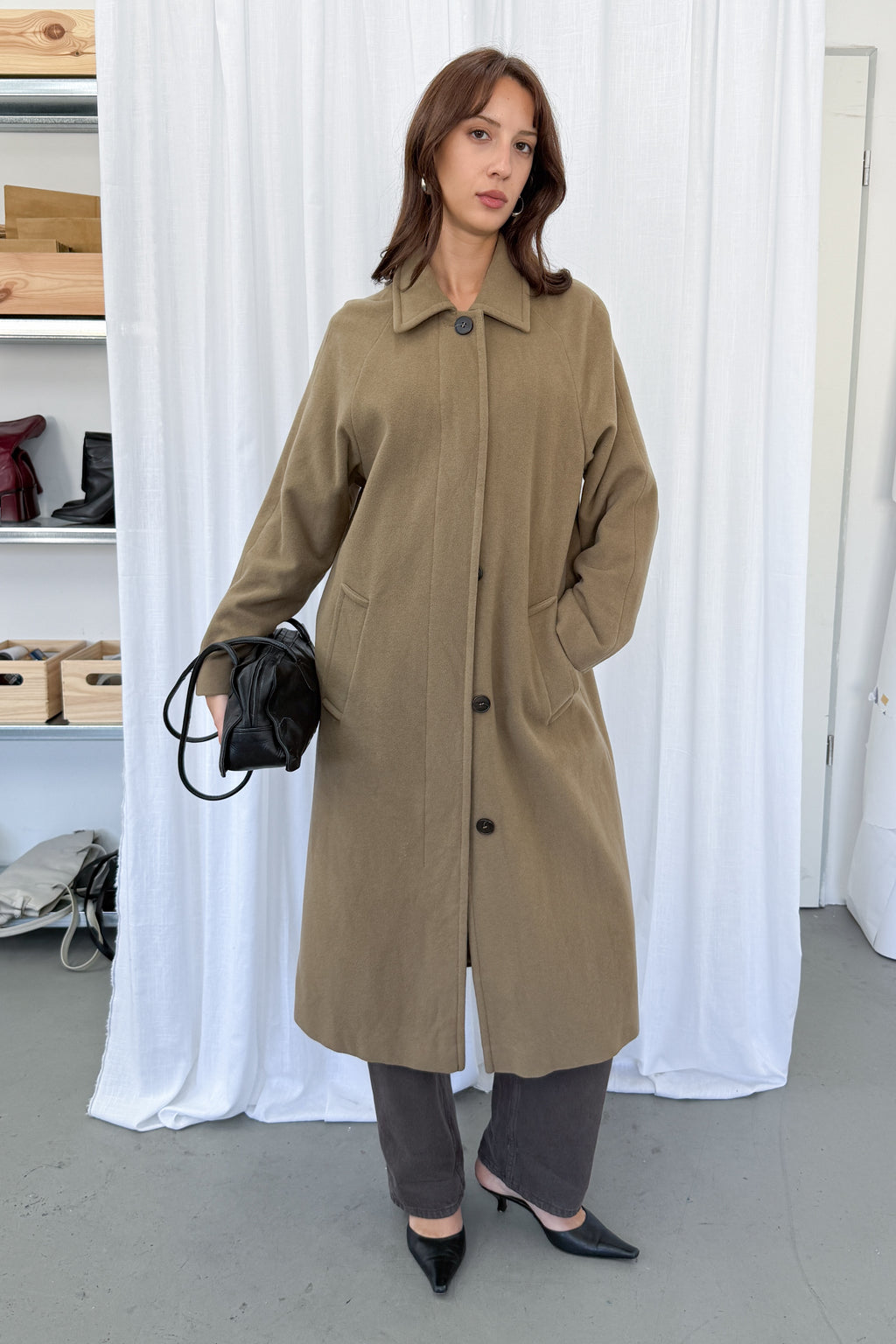 Light Brown Wool Coat - Size S
