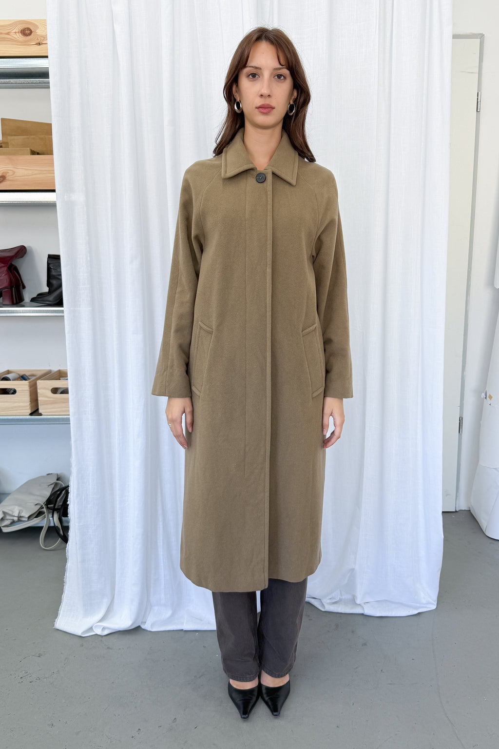 Light Brown Wool Coat - Size S