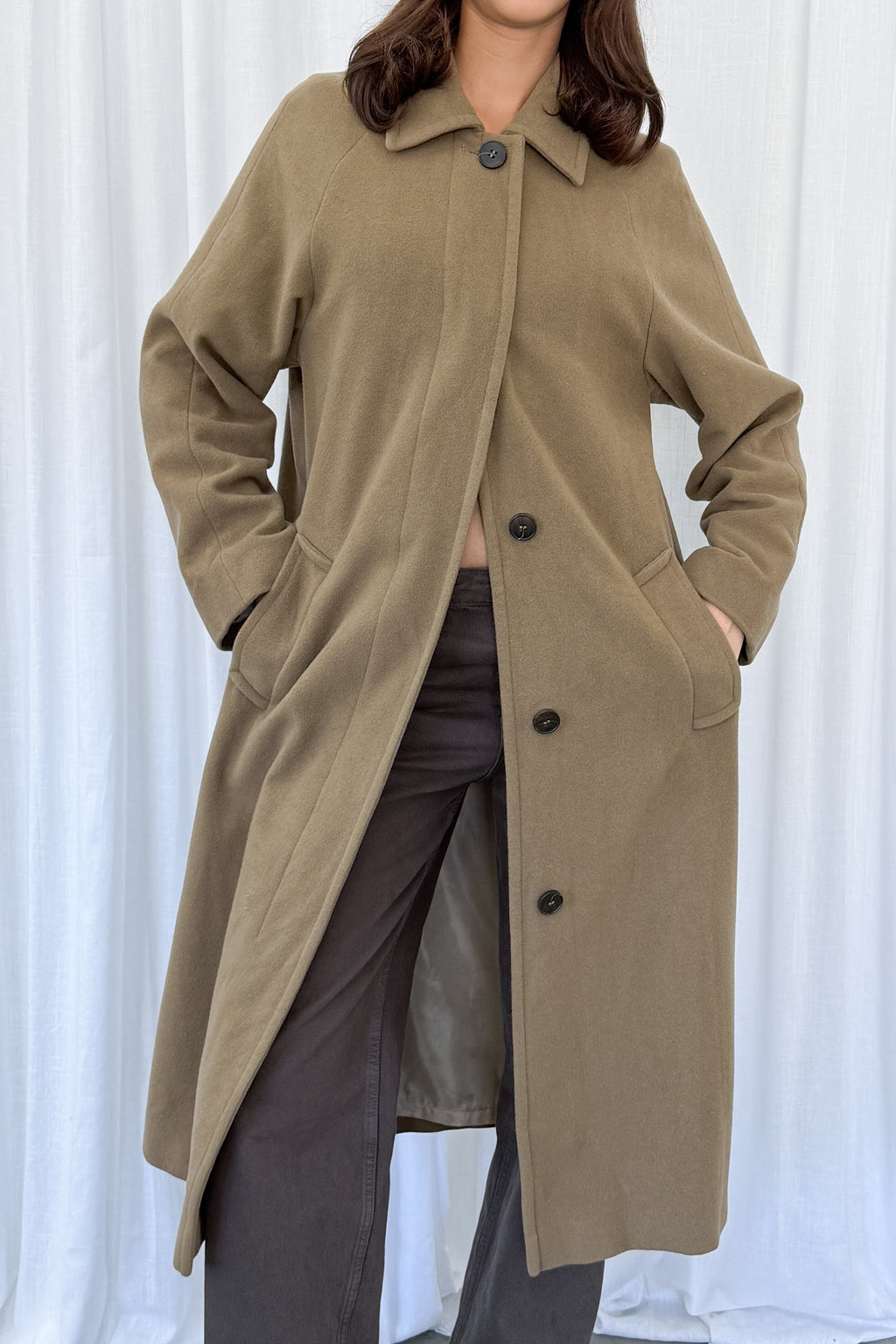 Light Brown Wool Coat - Size S