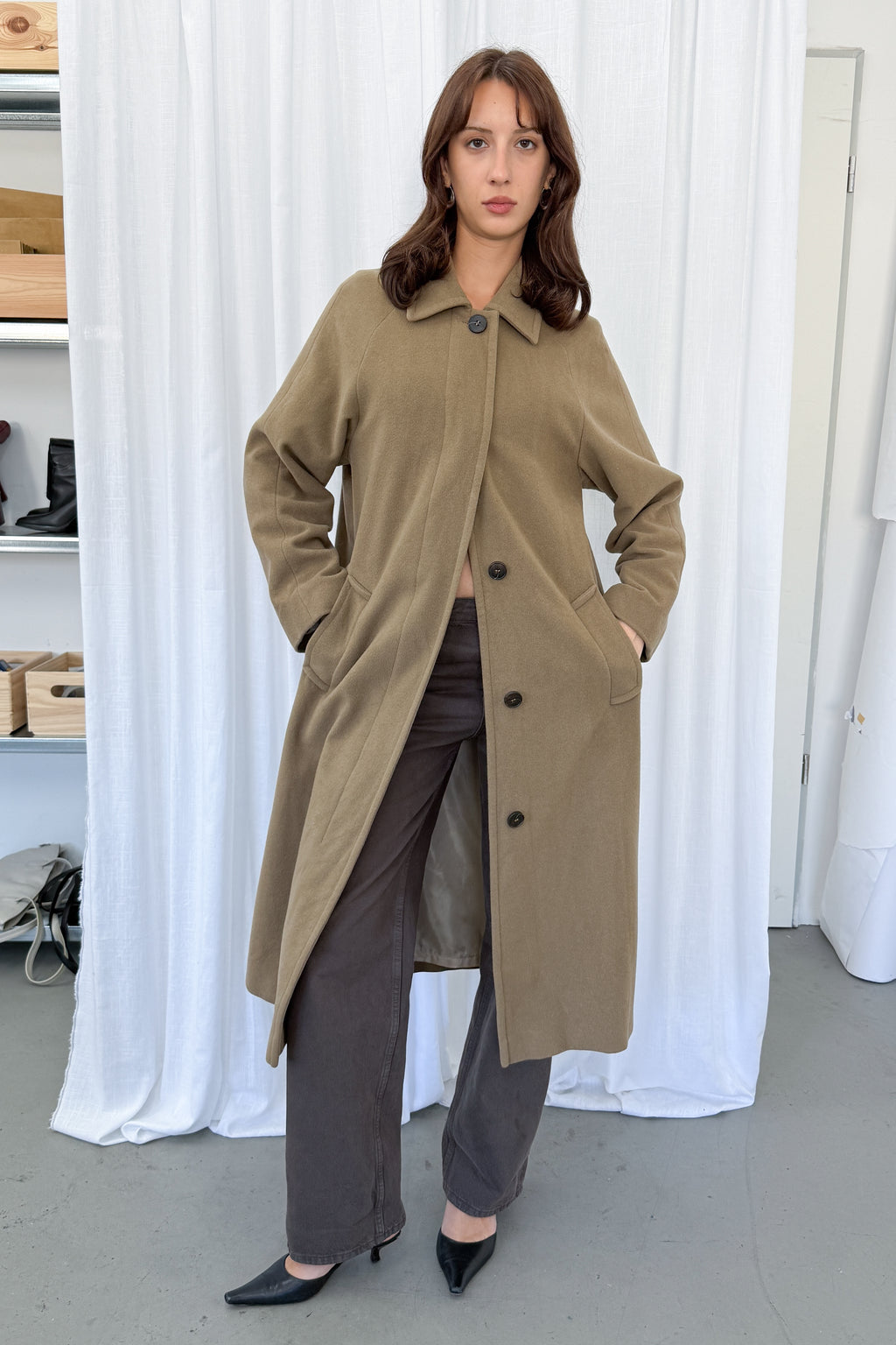 Light Brown Wool Coat - Size S