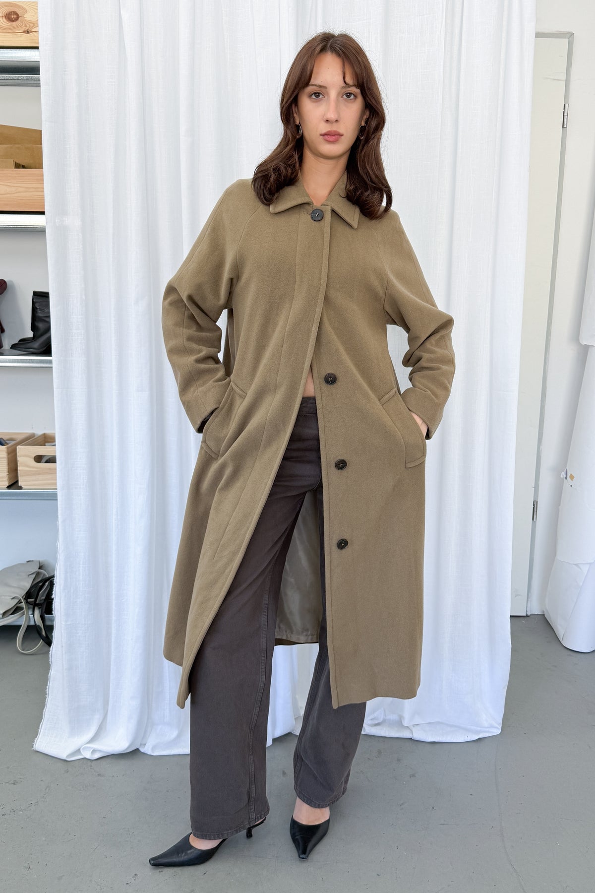 Light Brown Wool Coat - Size S