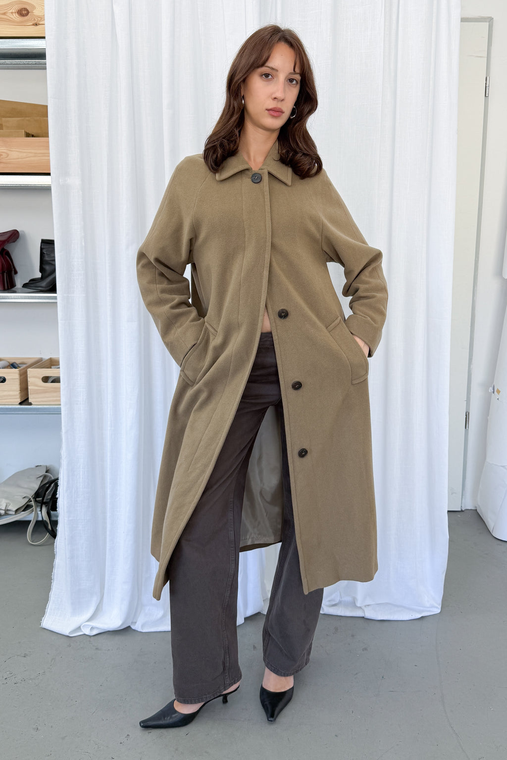 Light Brown Wool Coat - Size S