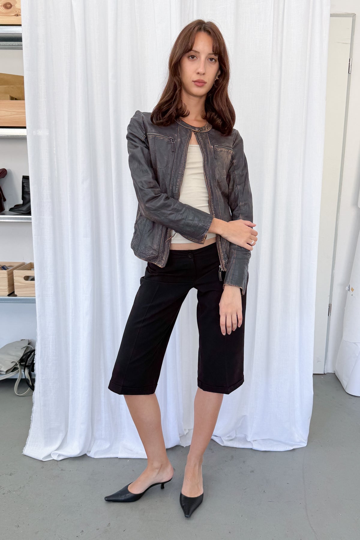 Washed Leather Jacket - Size M