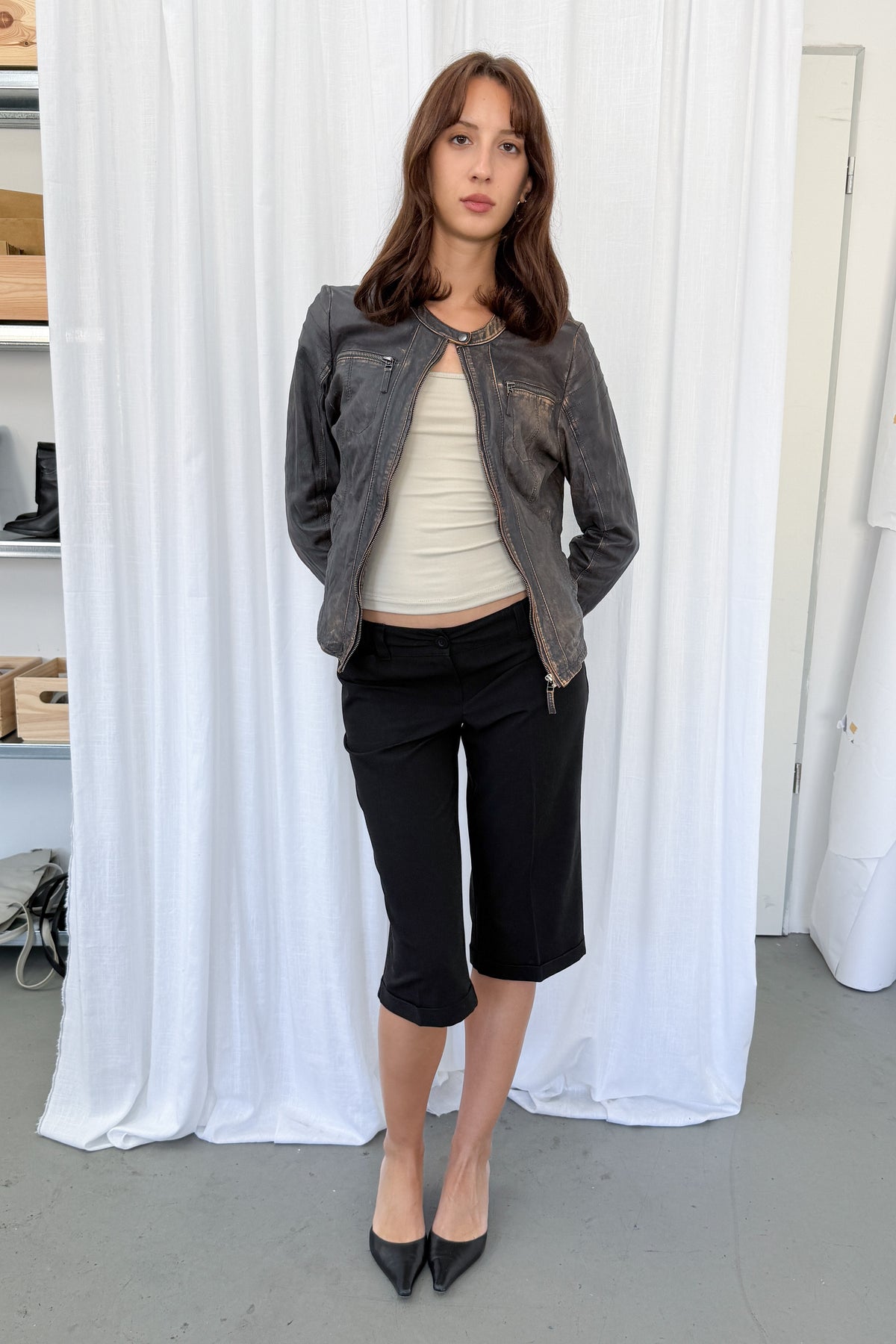 Washed Leather Jacket - Size M