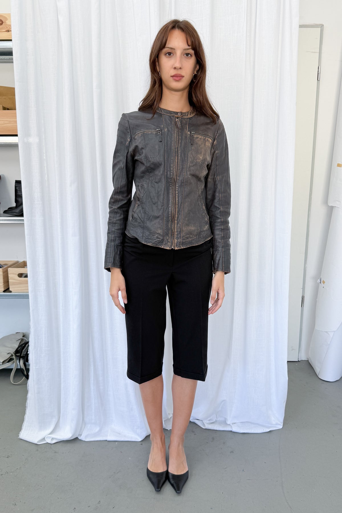 Washed Leather Jacket - Size M