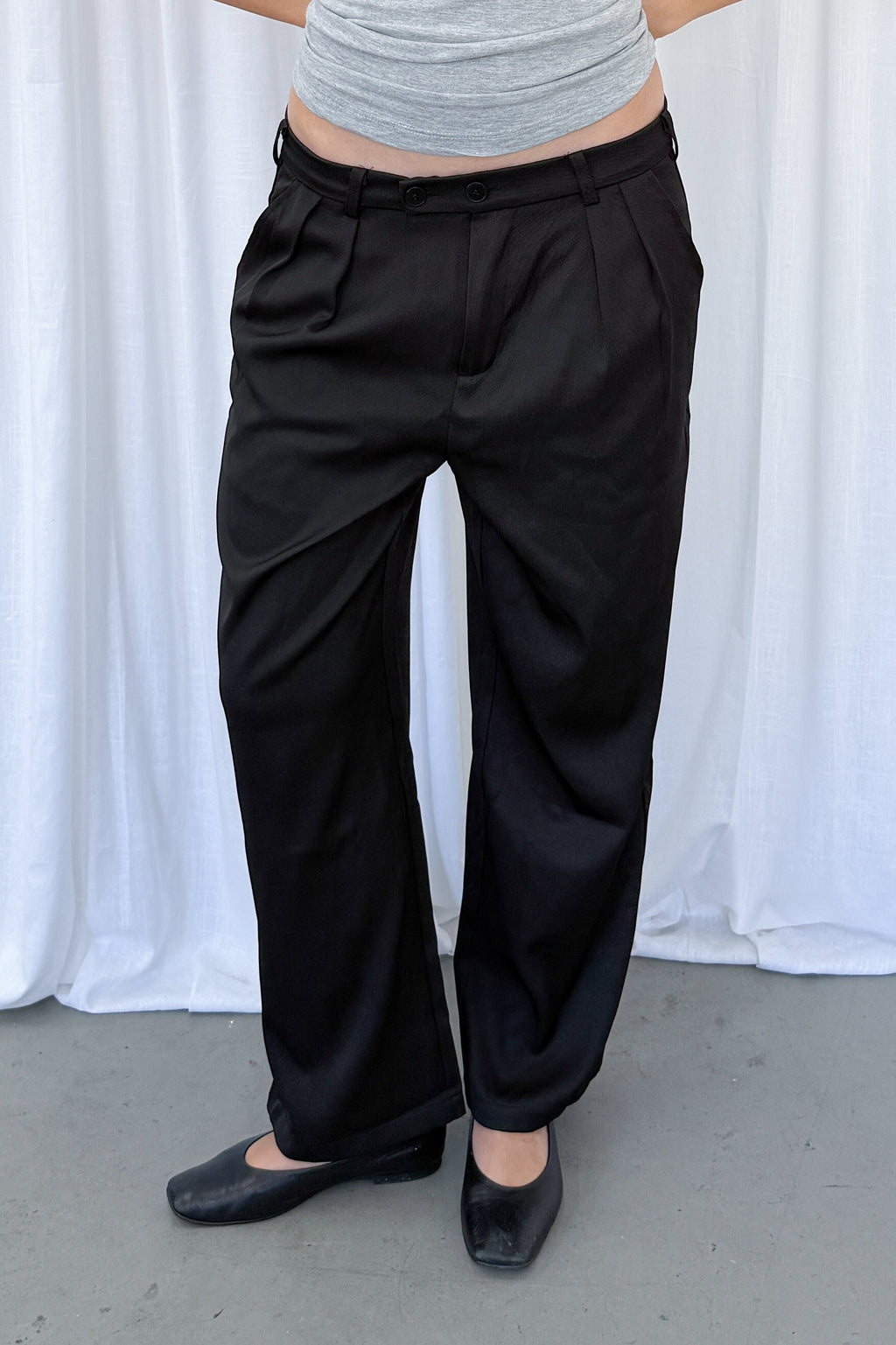Black Suit Trousers Wide Leg - Size S
