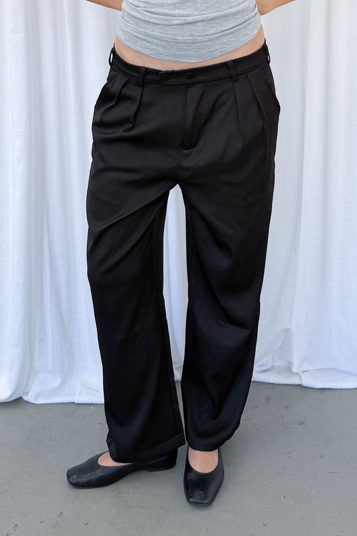 Black Suit Trousers Wide Leg - Size S