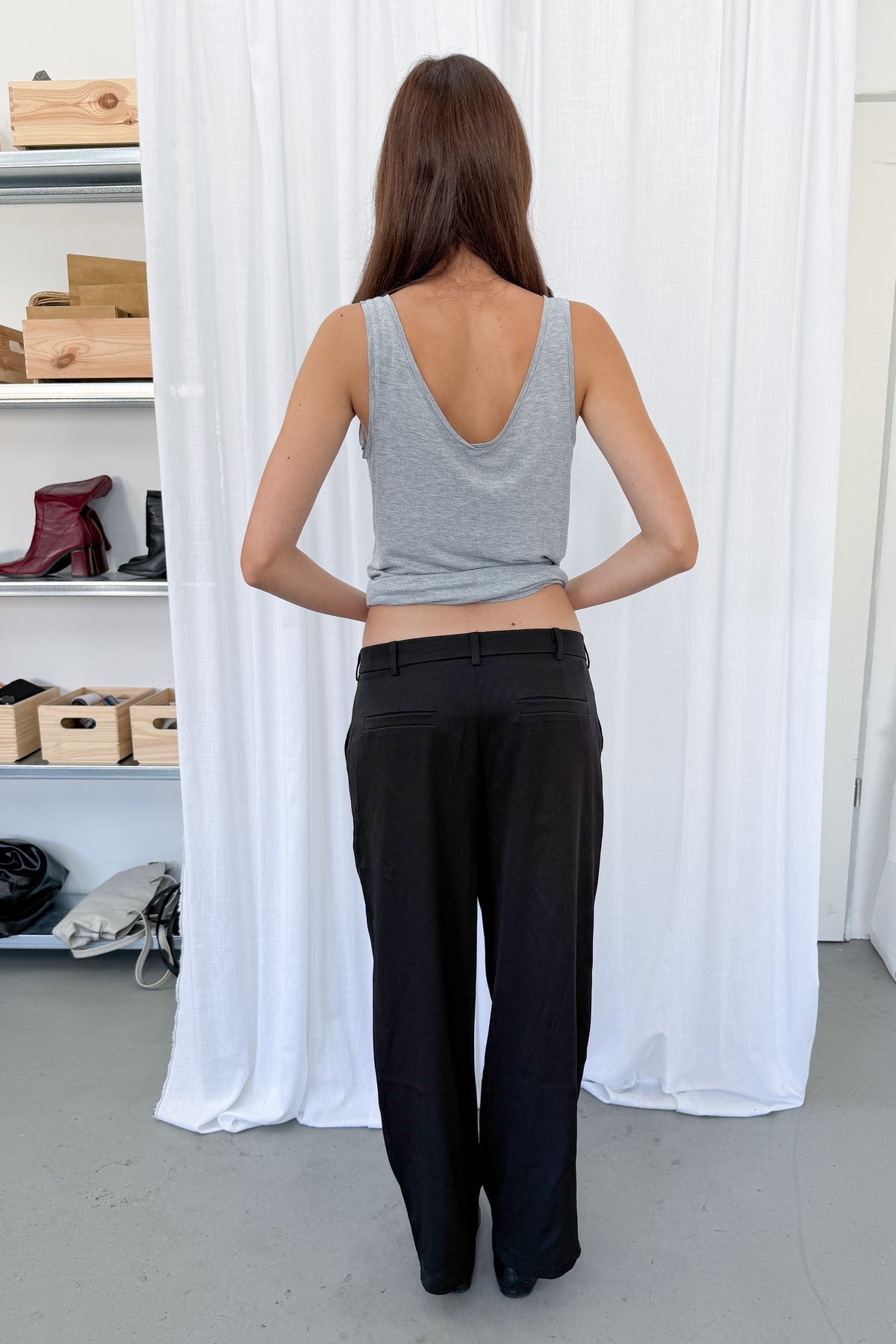 Black Suit Trousers Wide Leg - Size S