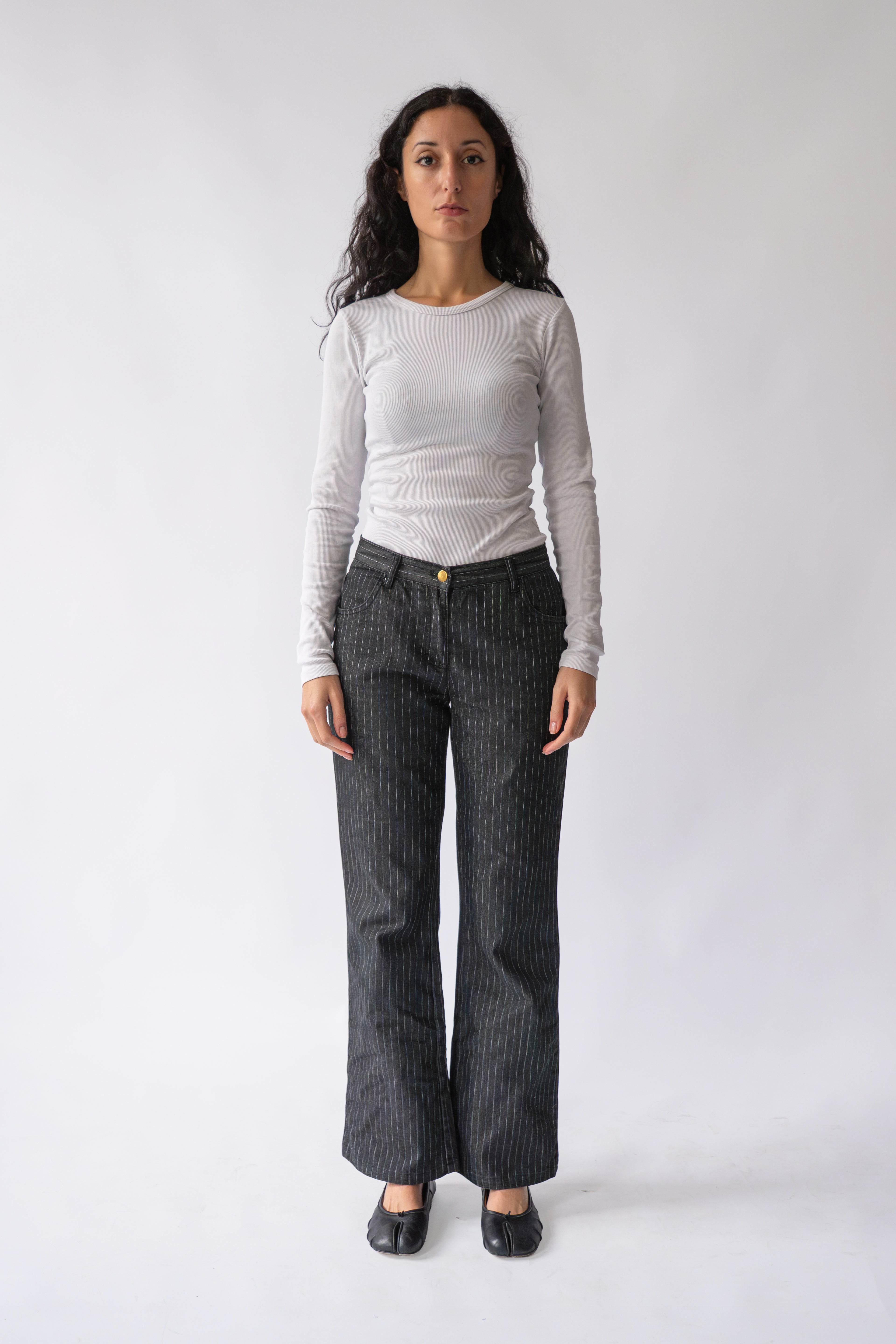 Black Pinstripe Jeans