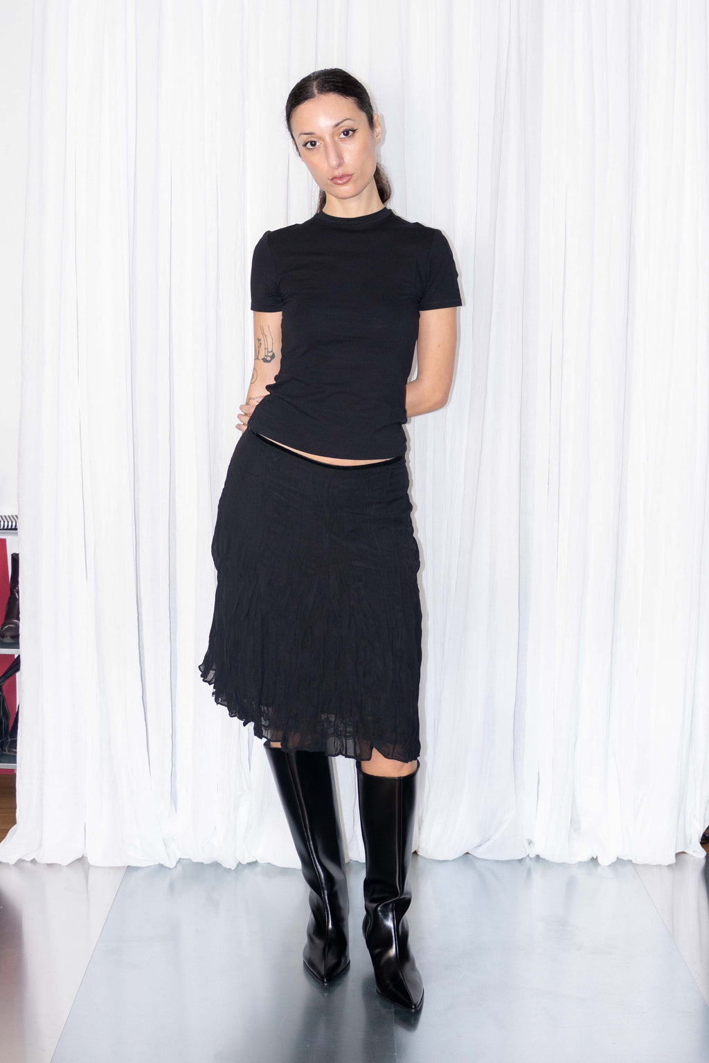 Black Mesh Midi Skirt Size L