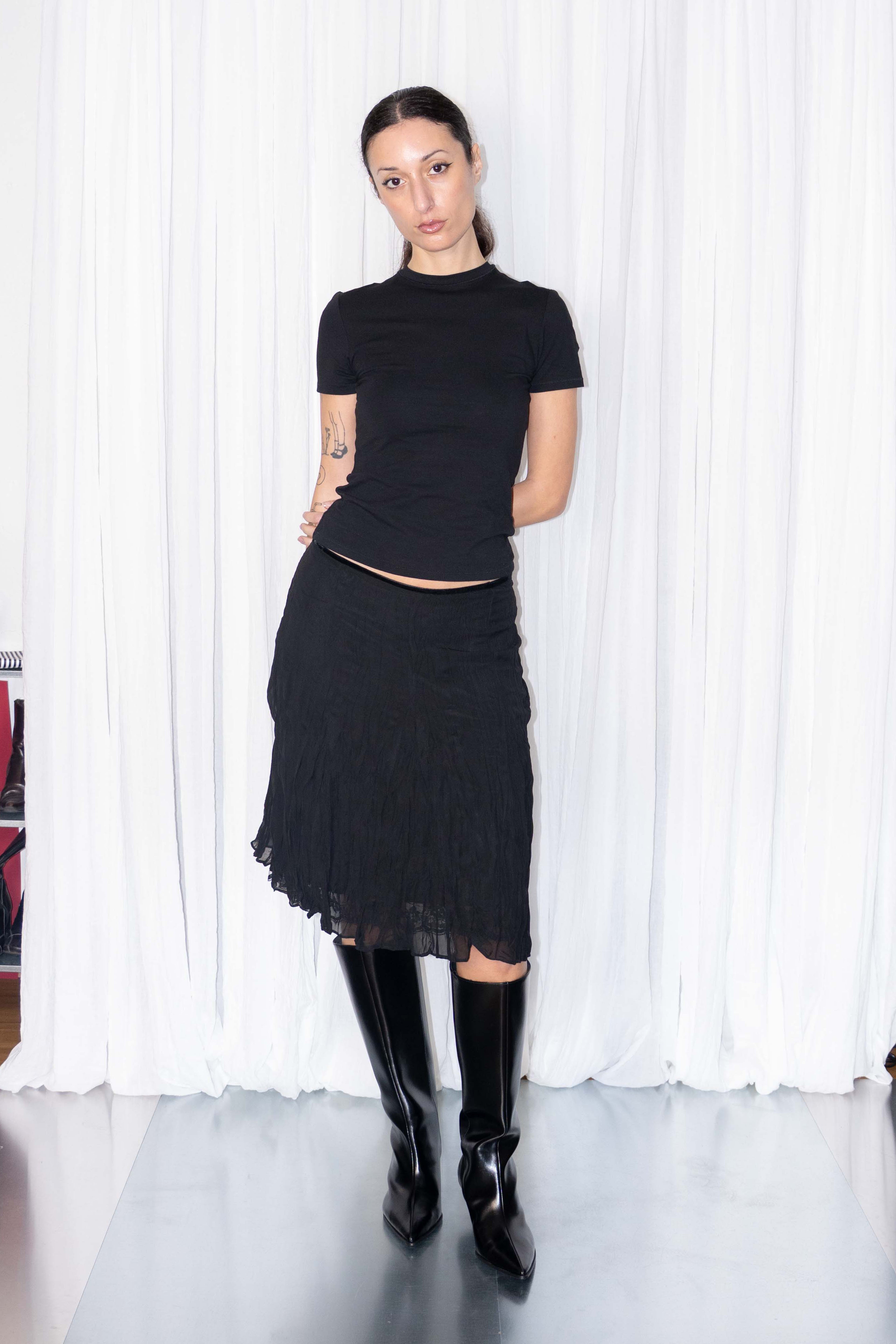 Black Mesh Midi Skirt Size L