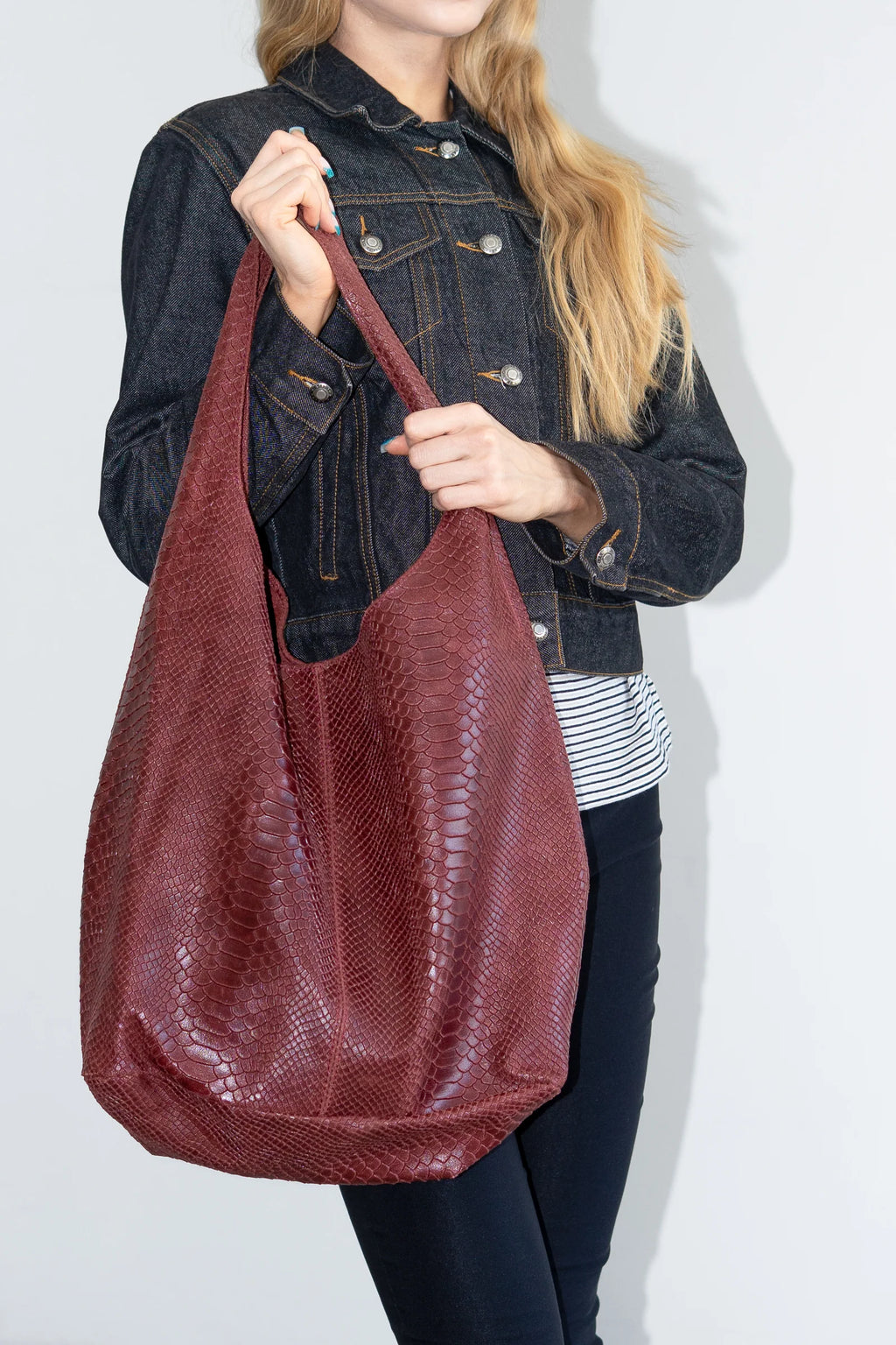 Bordeaux Leather Shopper Bag