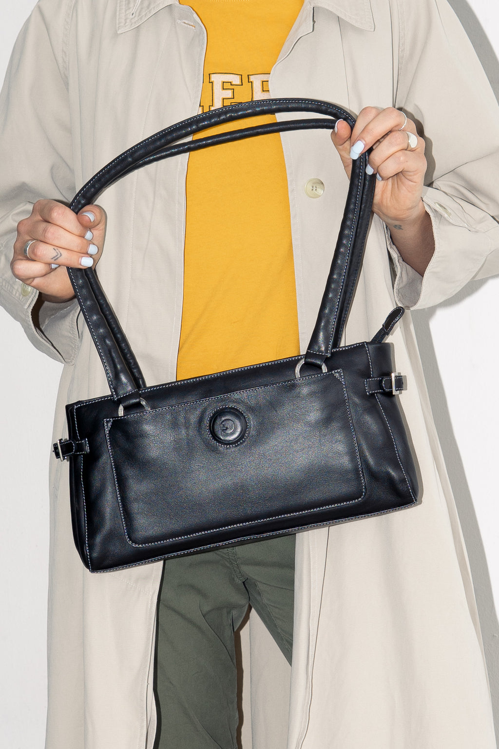 Bag Soft Leather White Stitching