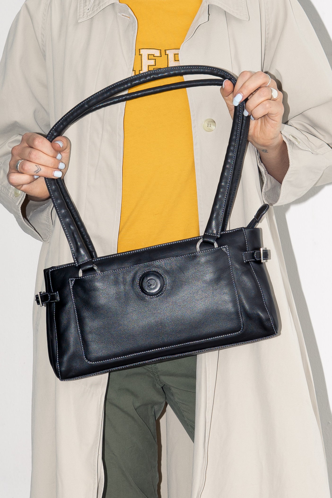 Bag Soft Leather White Stitching