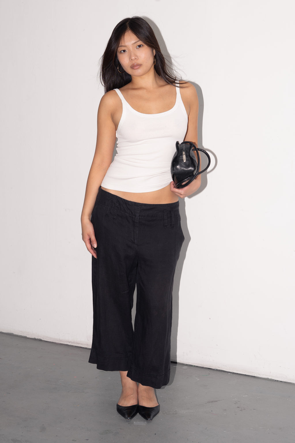Black Linen Pantalon - Size L/XL