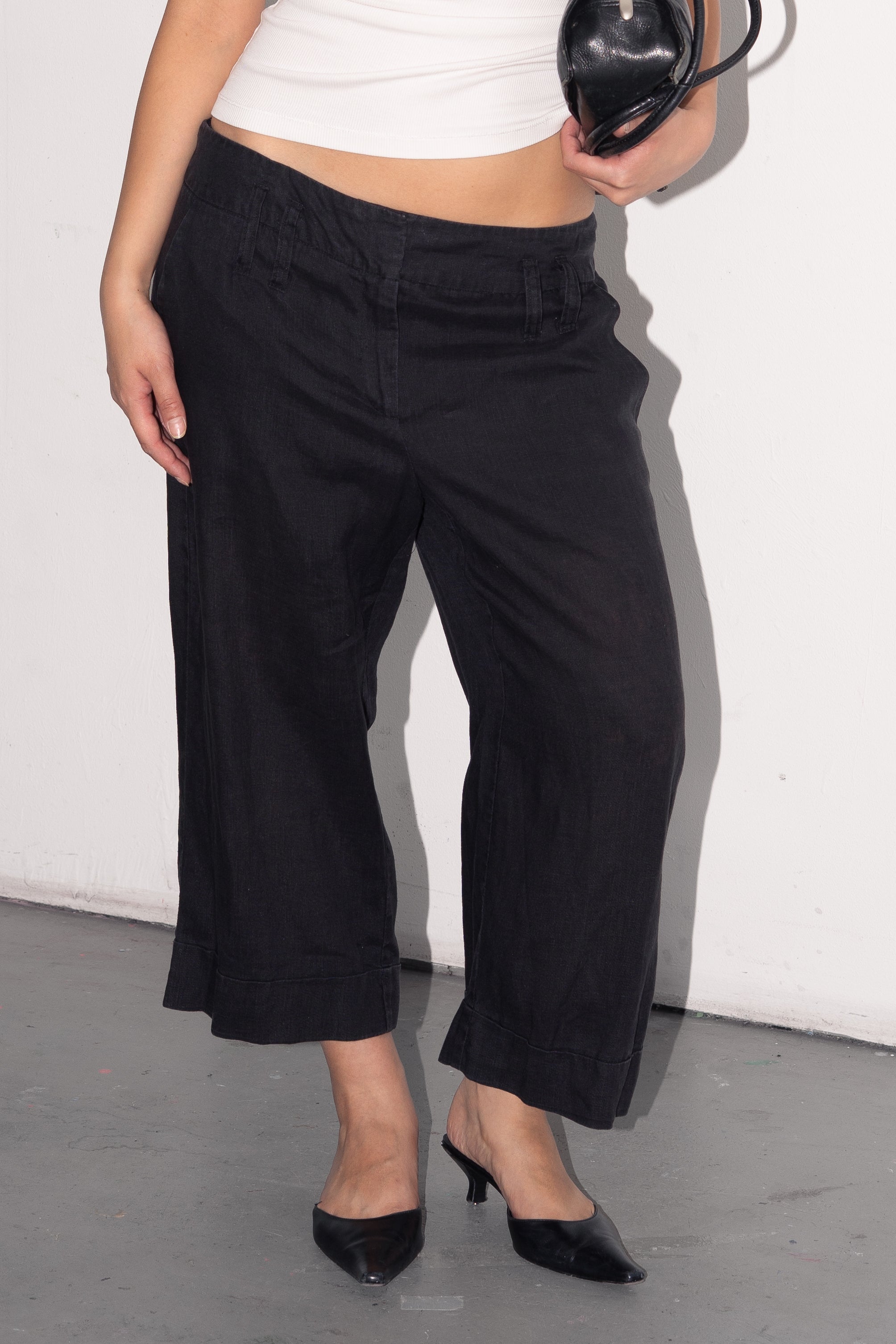 Black Linen Pantalon - Size L/XL