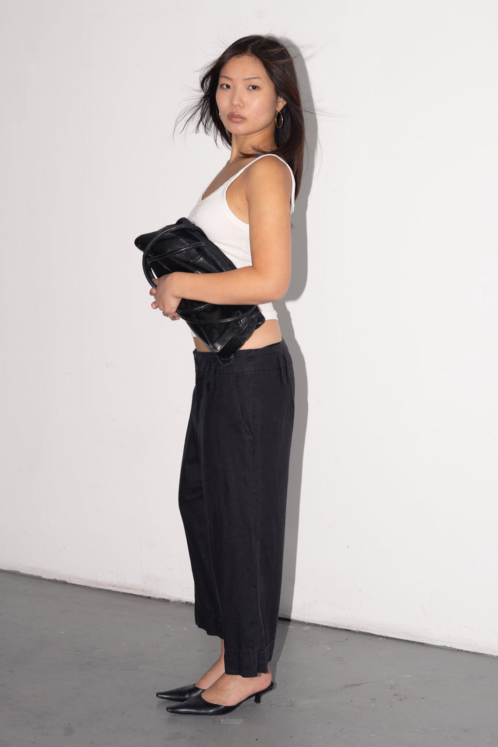 Black Linen Pantalon - Size L/XL