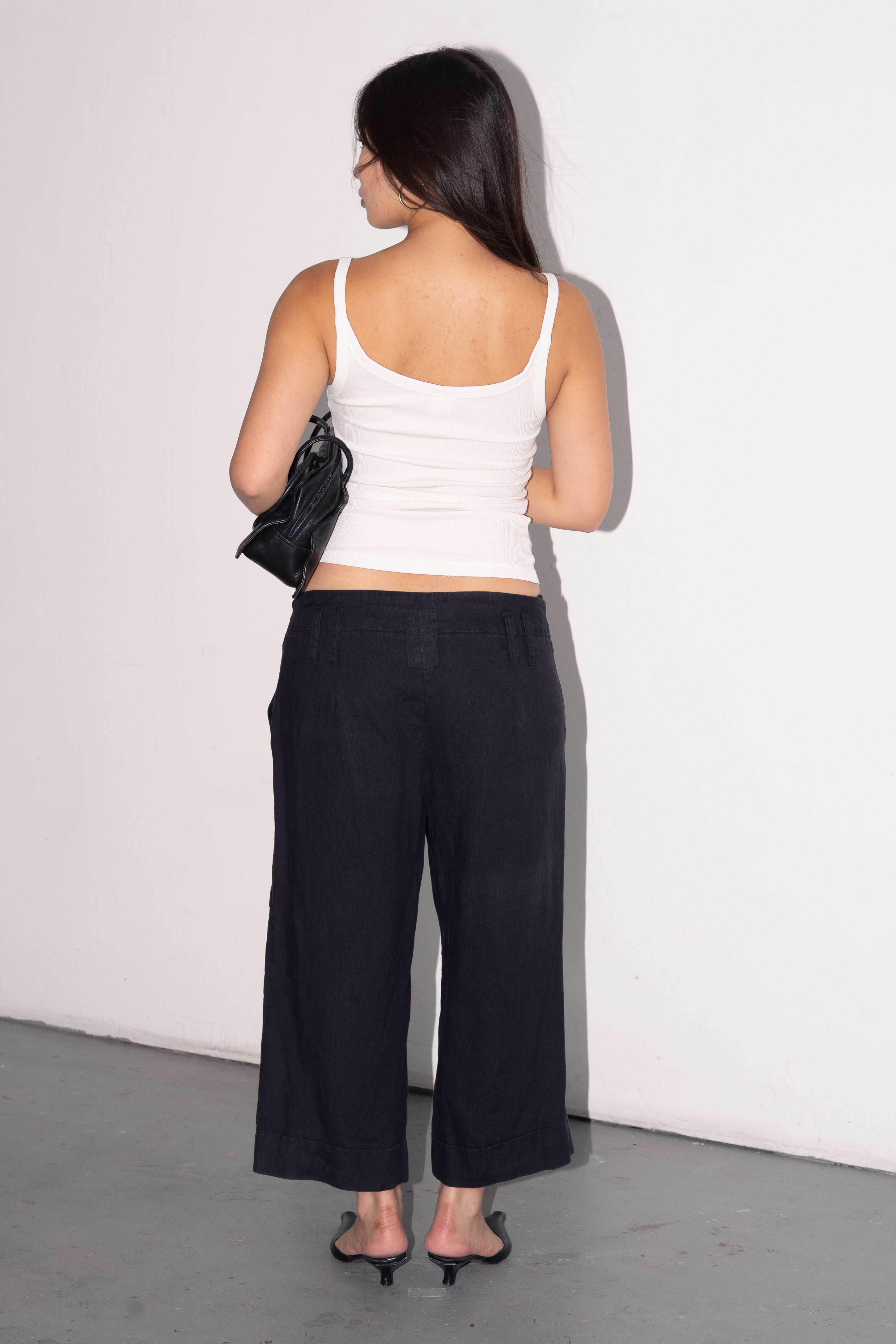 Black Linen Pantalon - Size L/XL