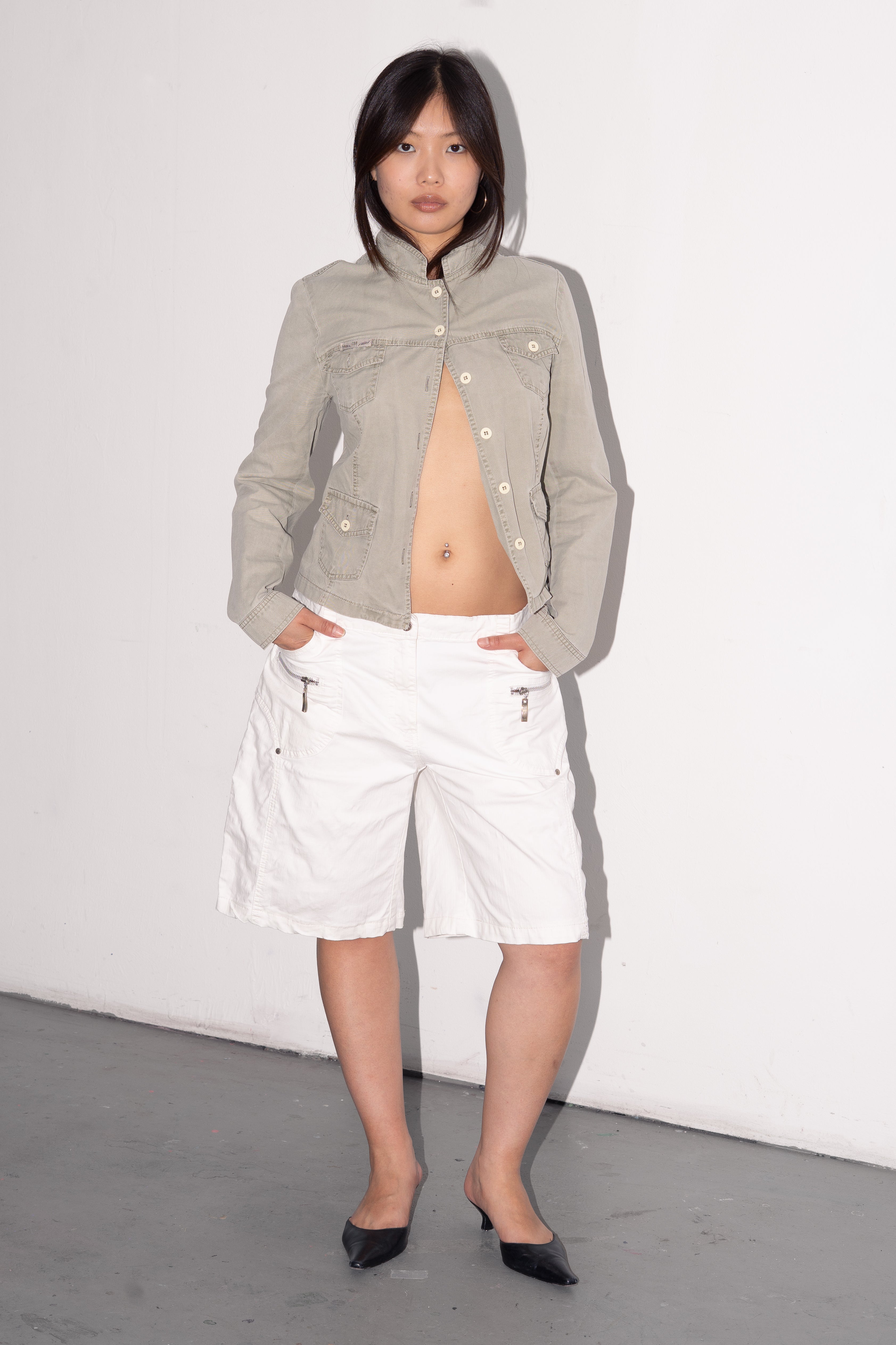 White Jean Shorts - Size L/XL