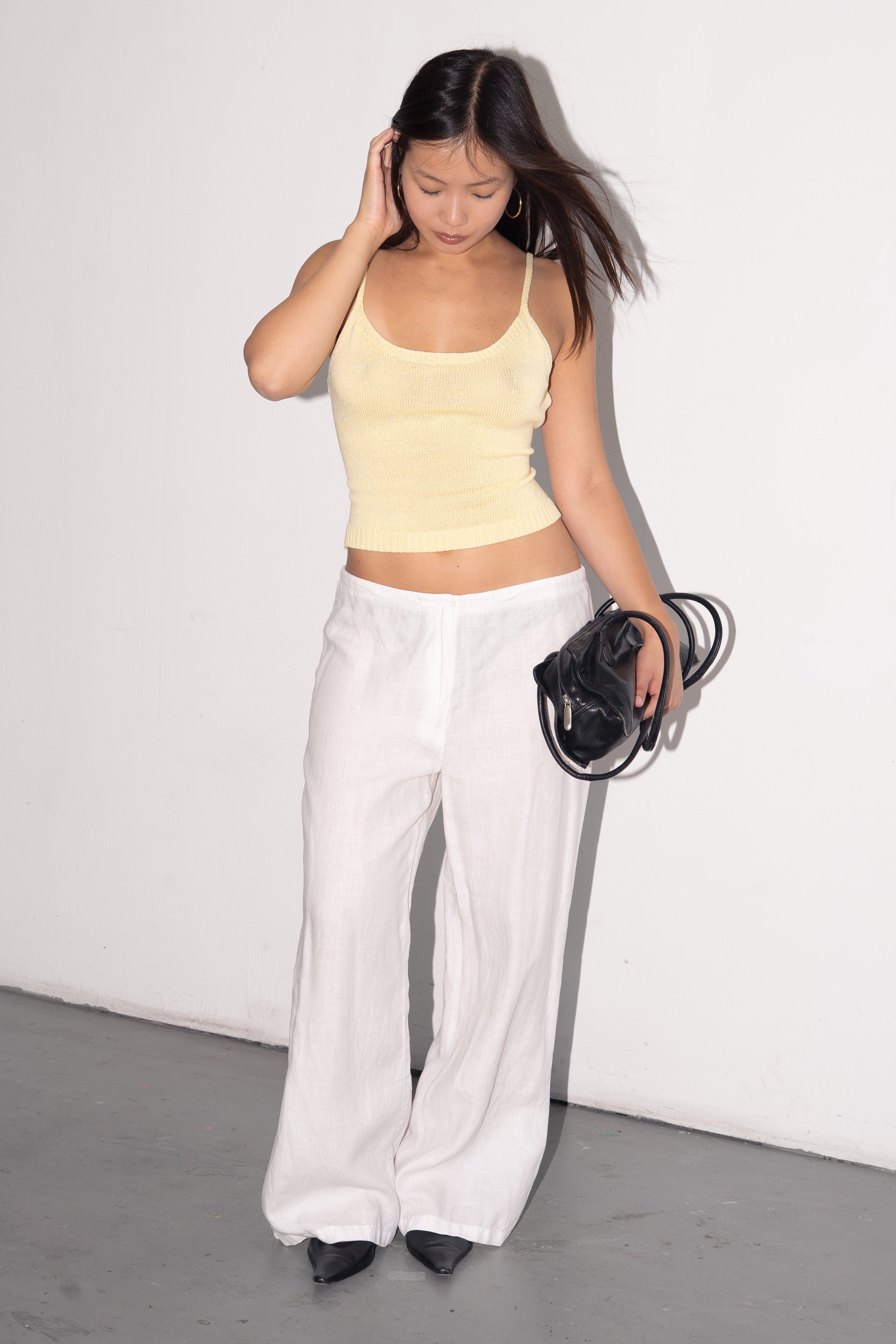 White Cotton Linen Bottoms - Size L/XL