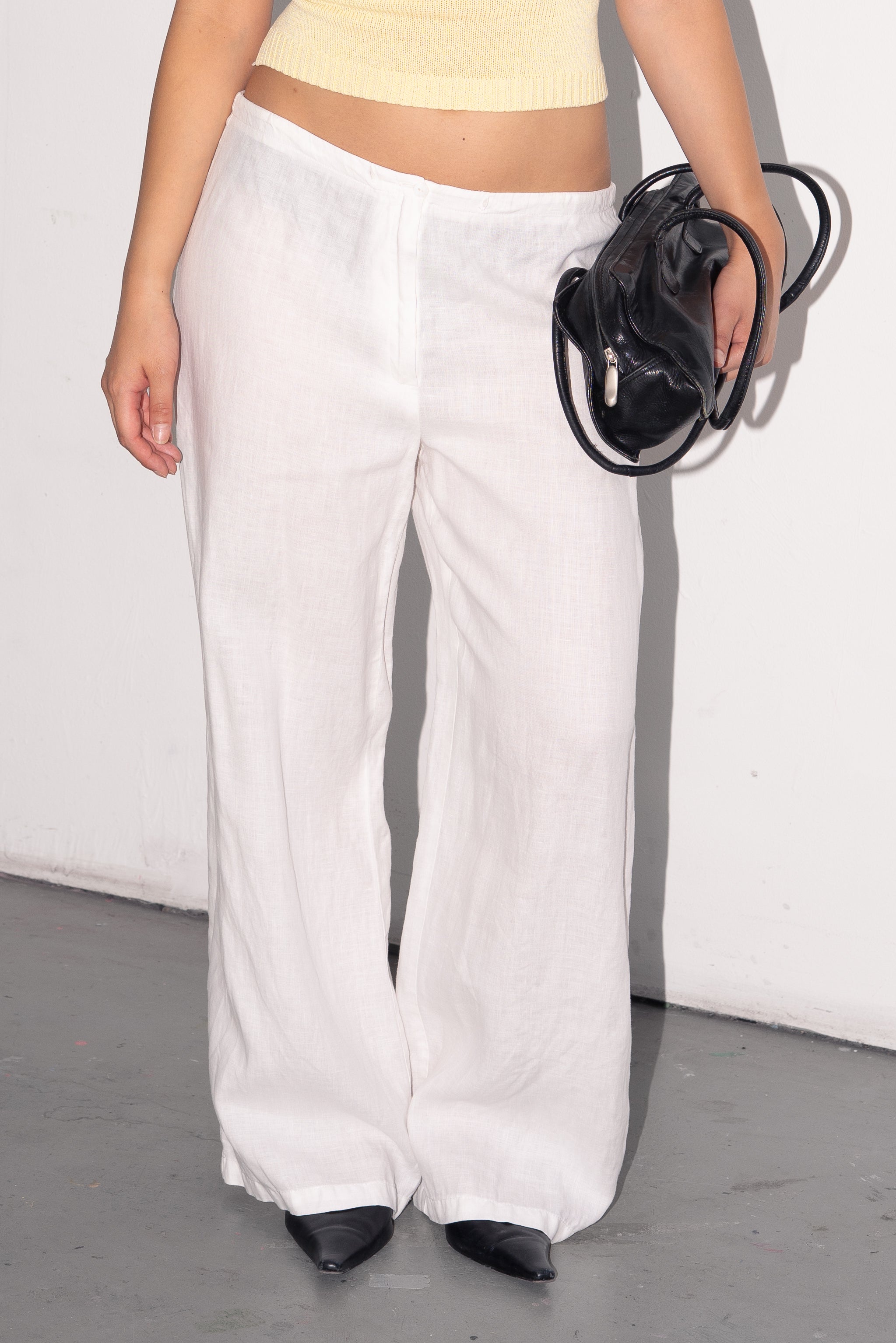 White Cotton Linen Bottoms - Size L/XL