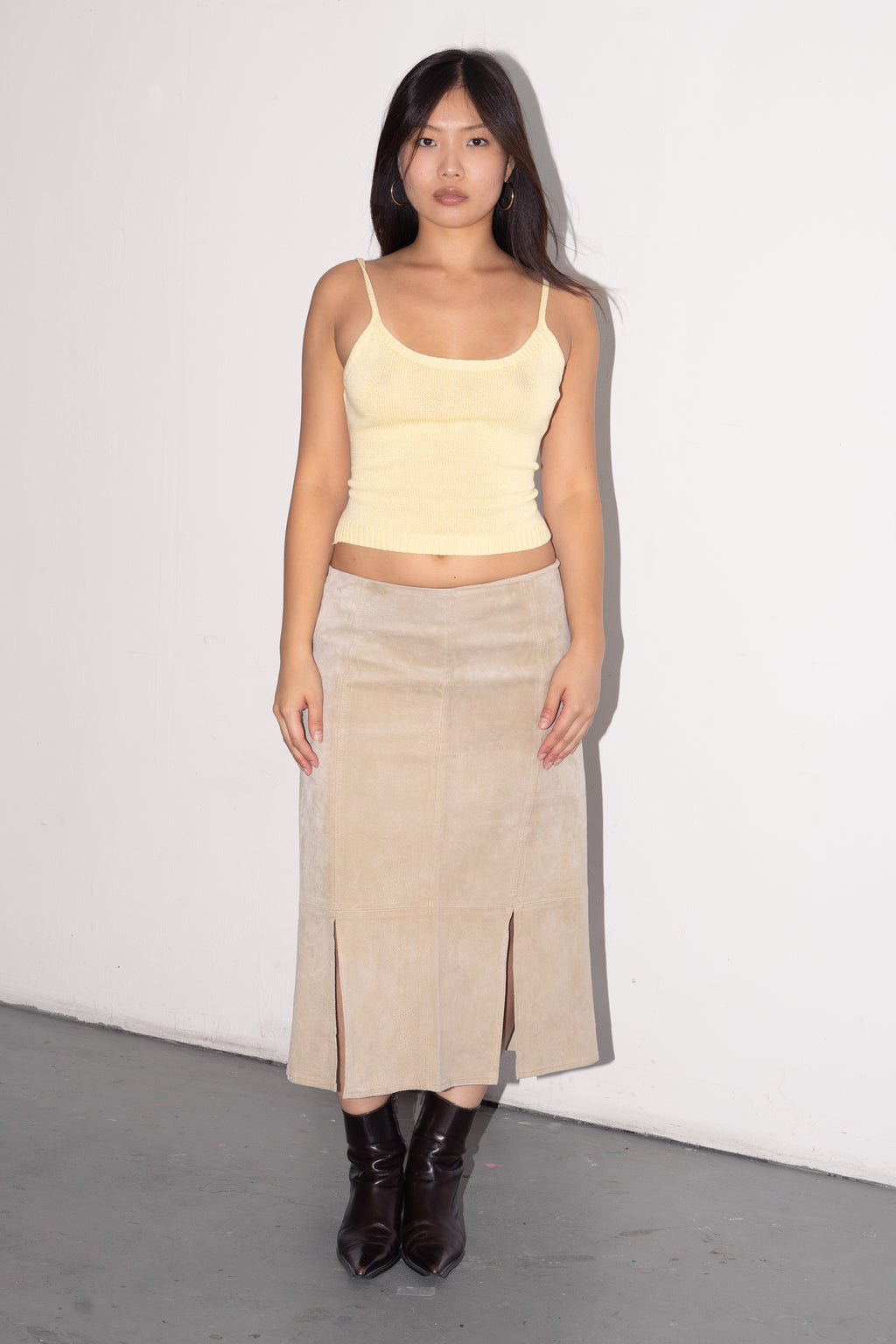 Suede Beige Skirt - Size L