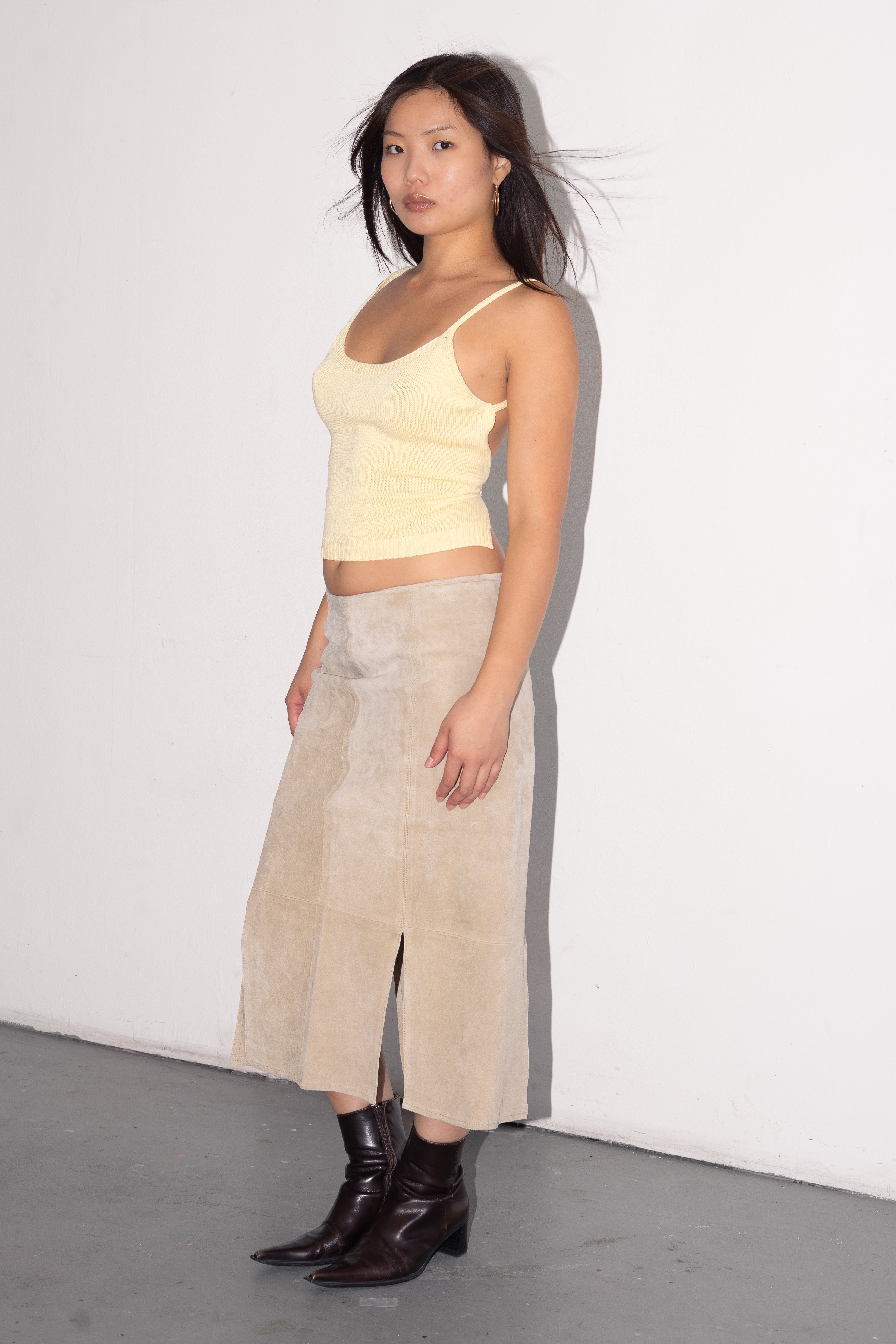 Suede Beige Skirt - Size L