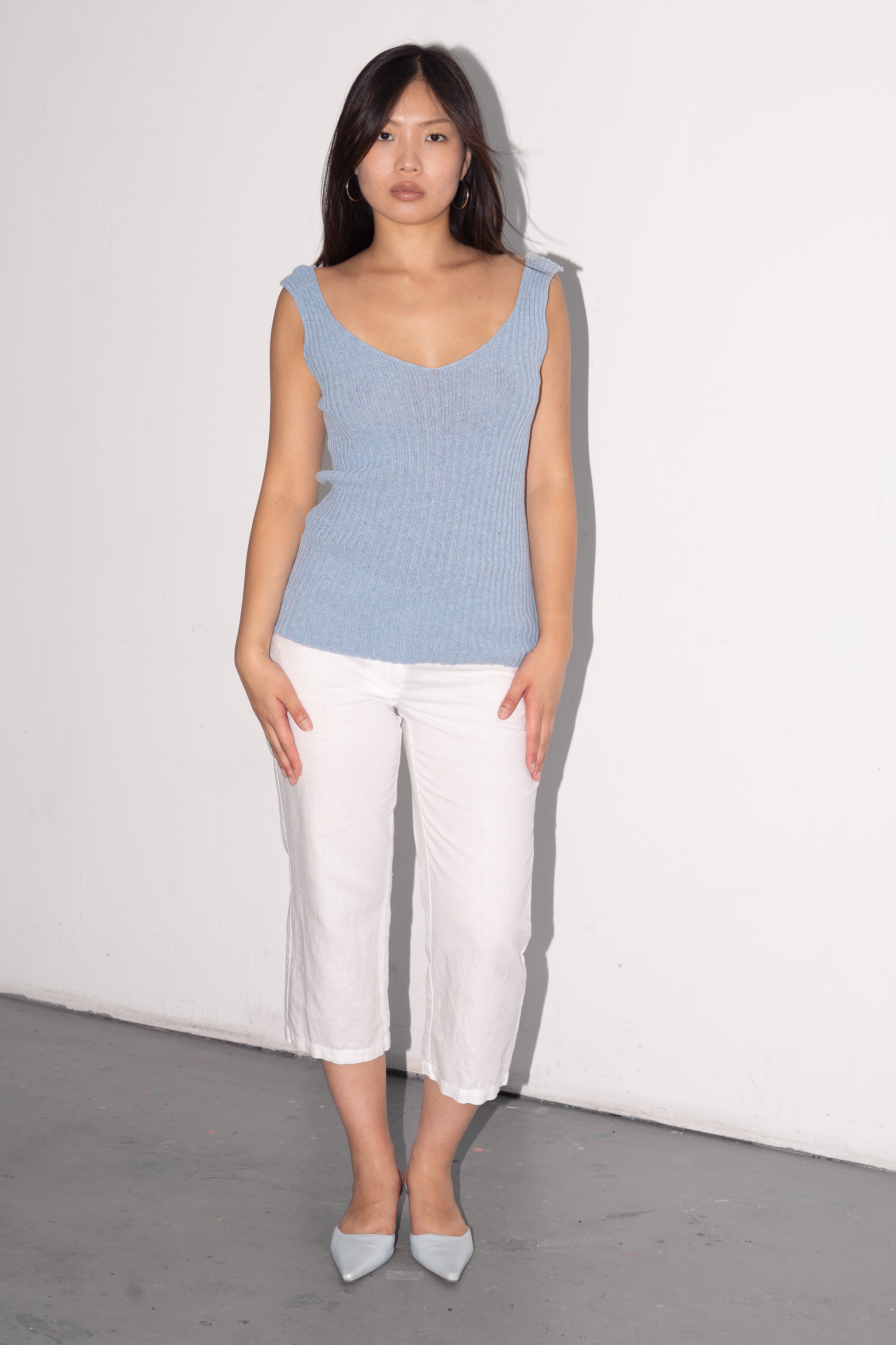 Blue Knit Top Wool - Size S/M