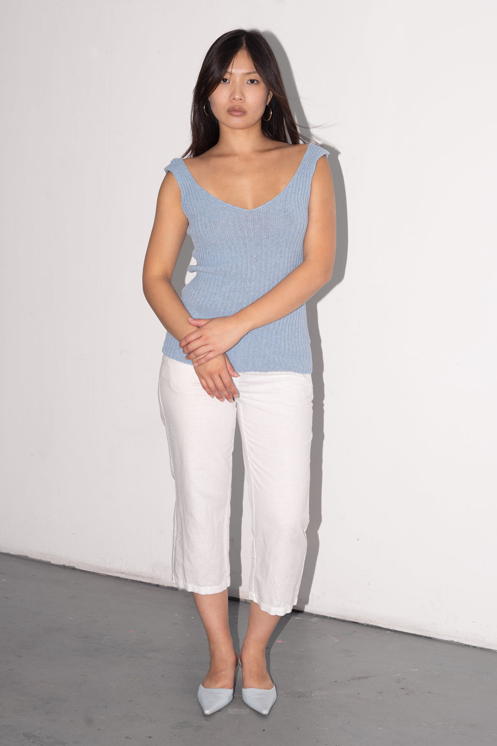 Blue Knit Top Wool - Size S/M