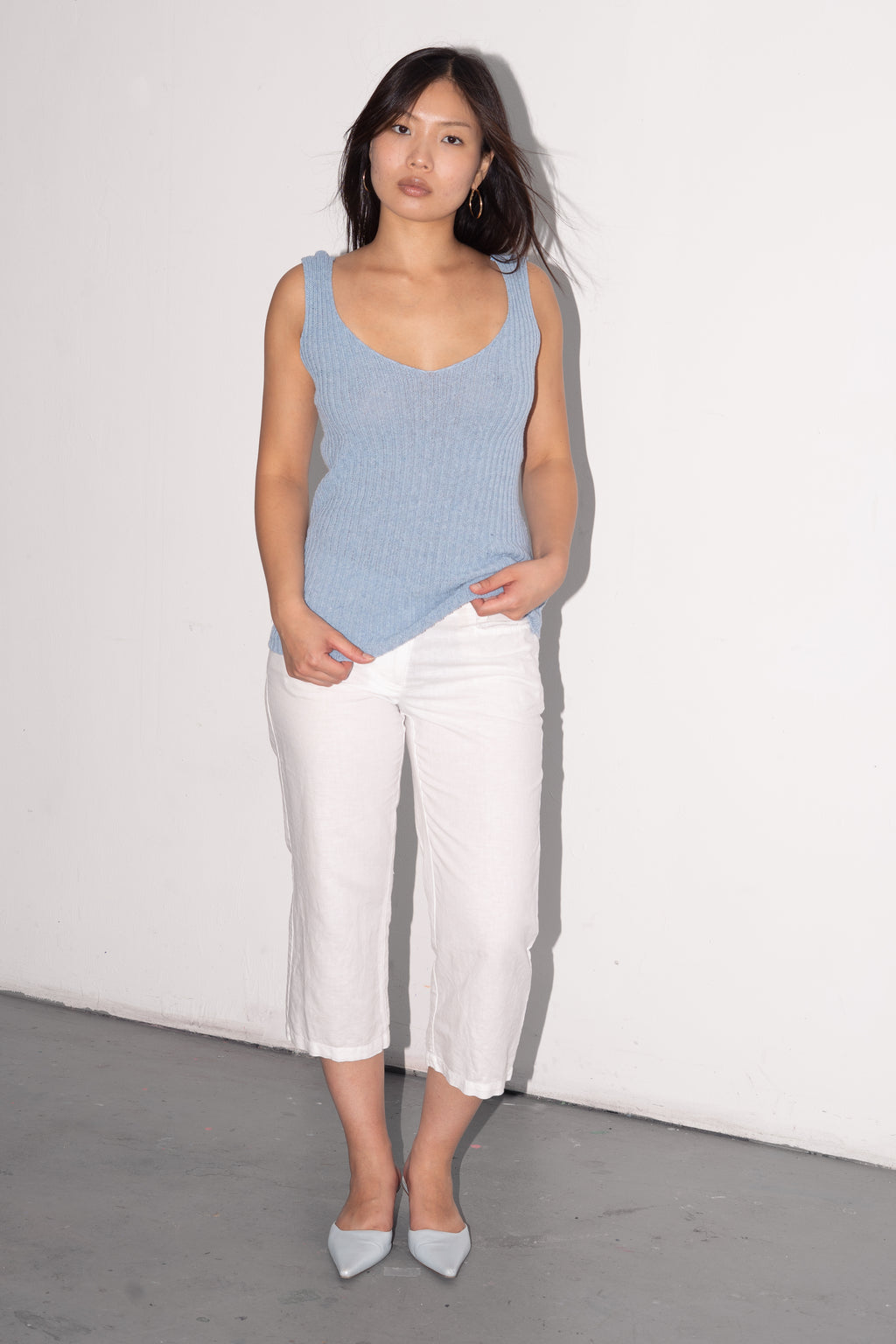Blue Knit Top Wool - Size S/M