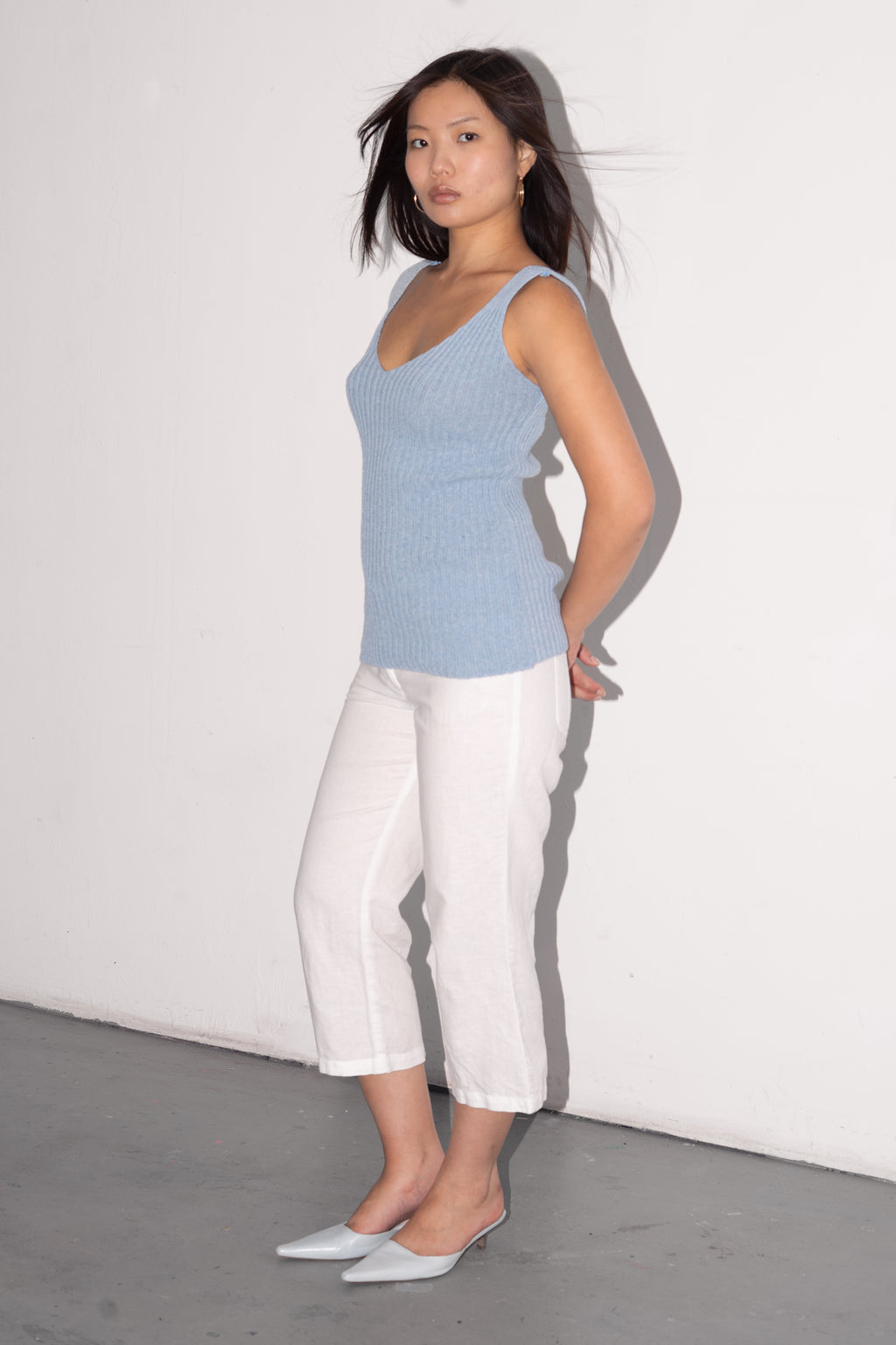 Blue Knit Top Wool - Size S/M