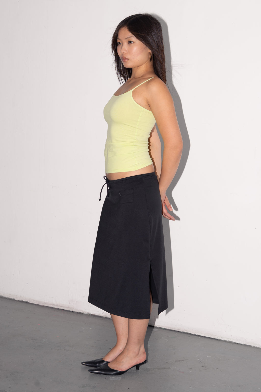 Black Midi Skirt With String - Size M