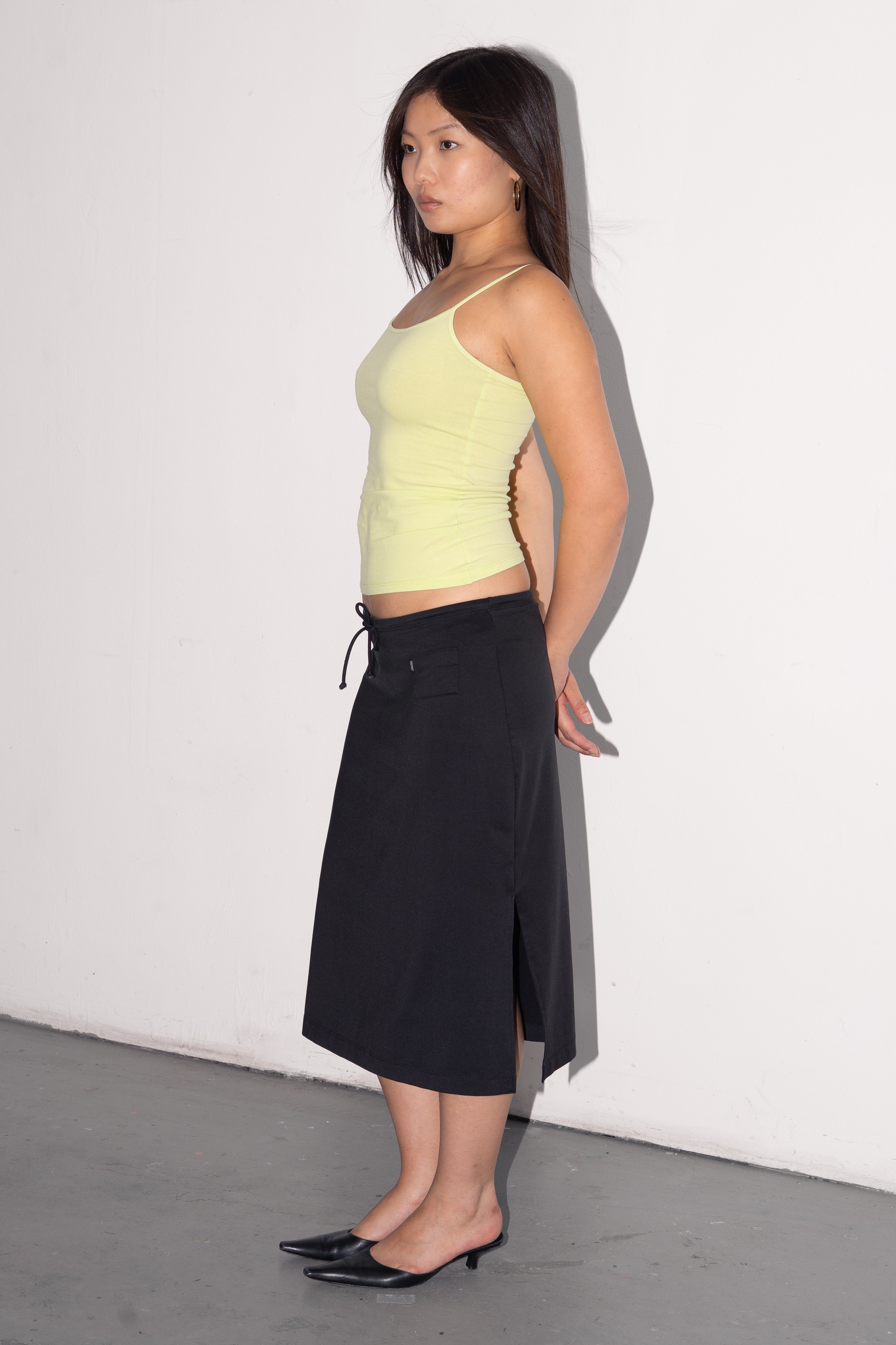 Black Midi Skirt With String - Size M