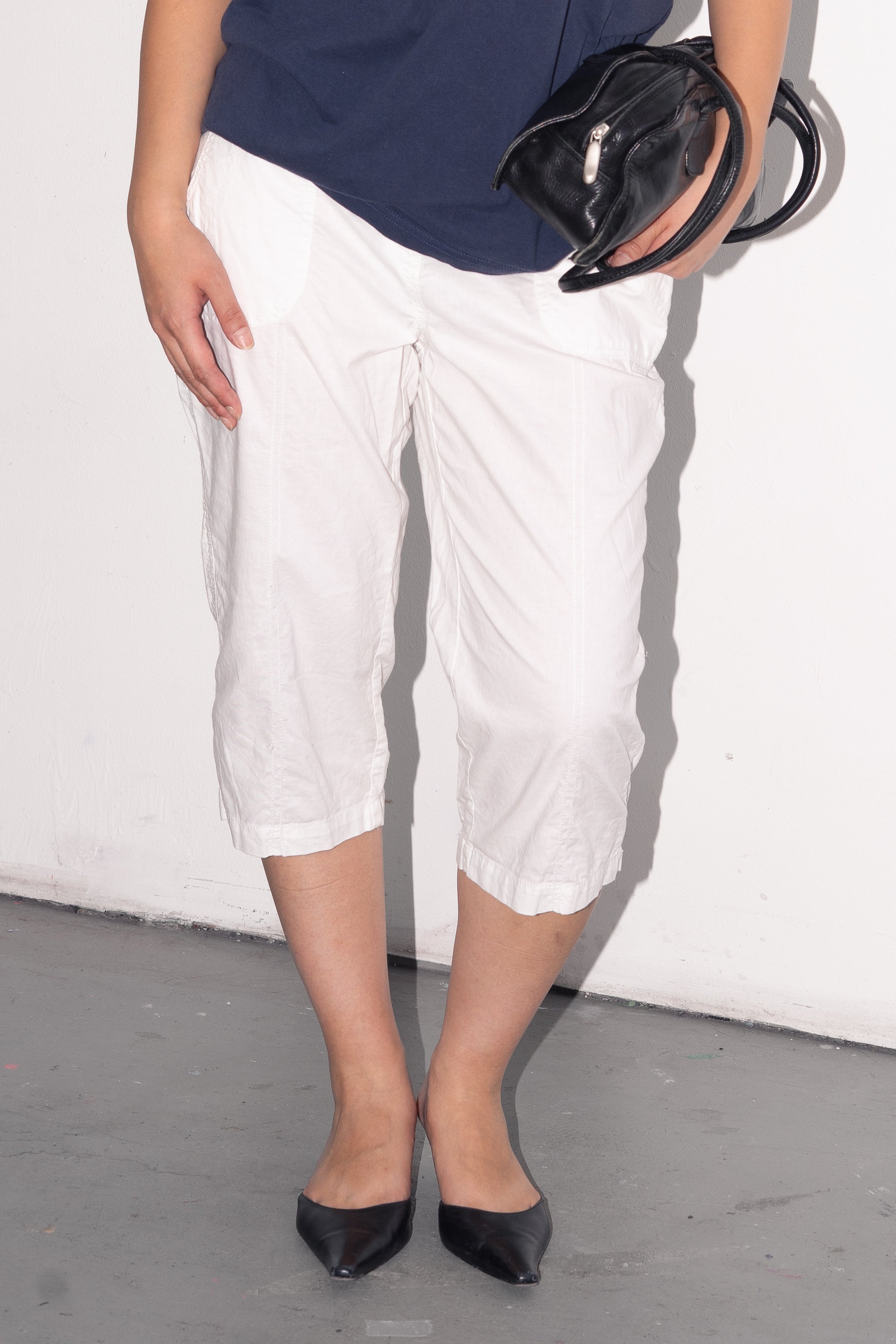 White Cotton Capri - Size L